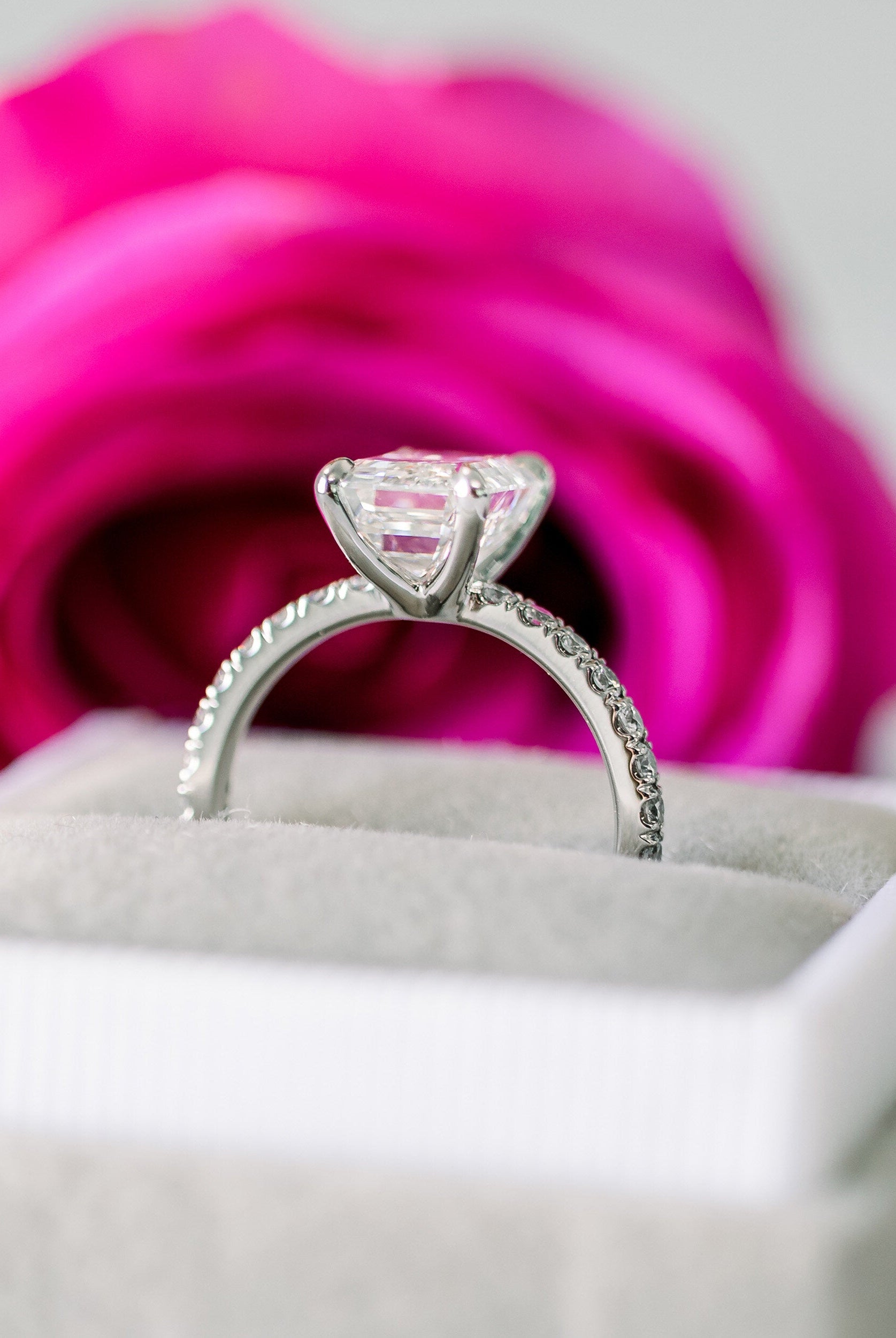 Emerald Moissanite Engagement Ring