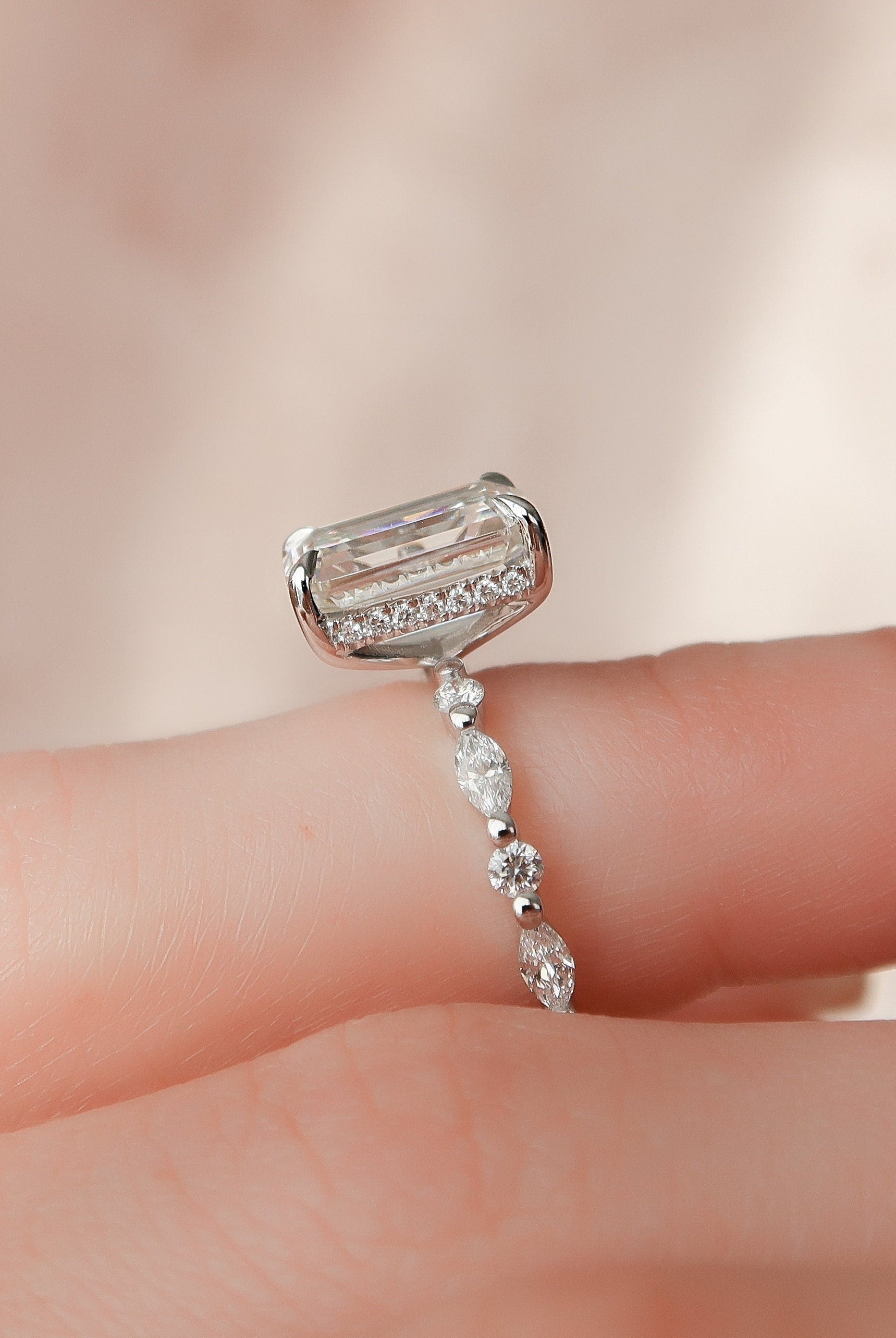Pave Band Engagement Ring