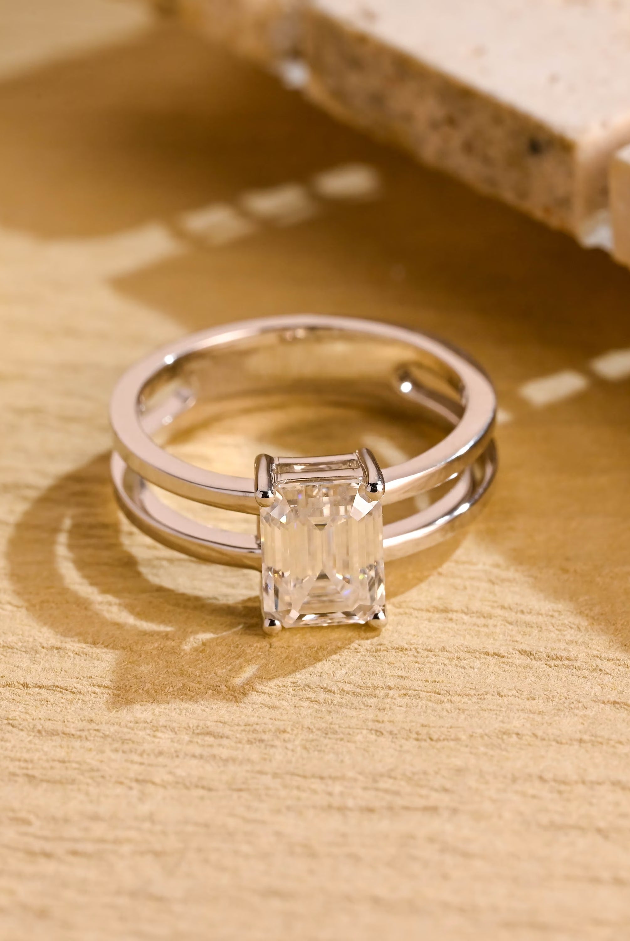 Emerald Cut Moissanite Ring