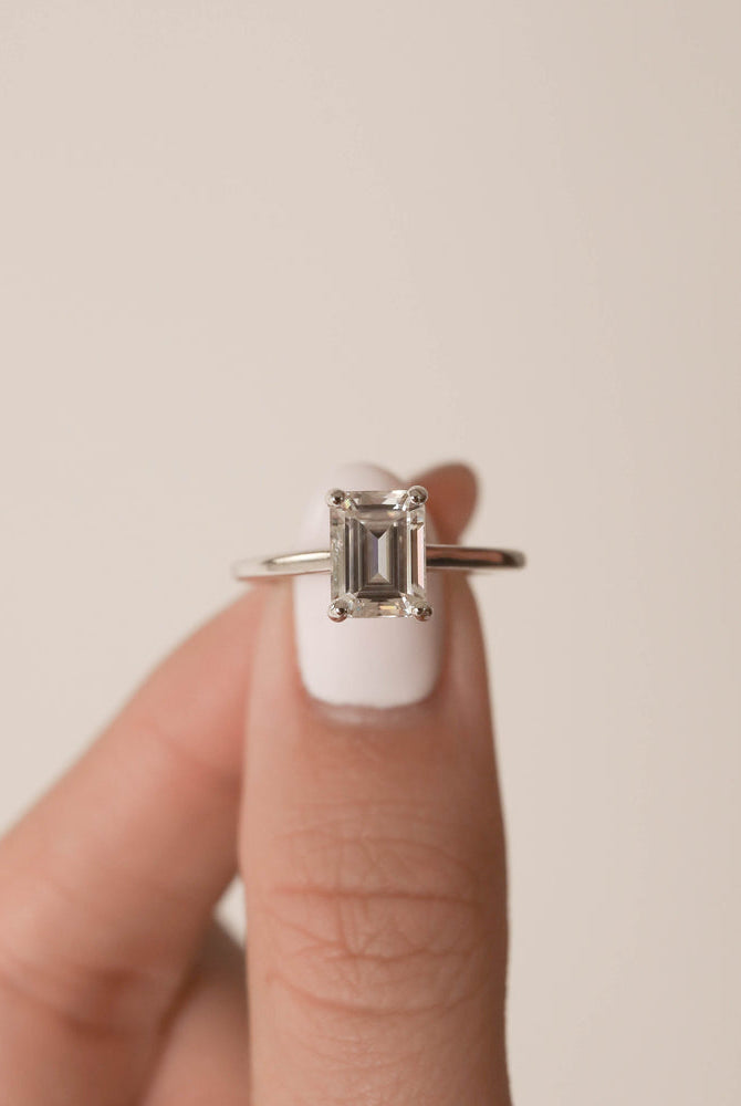 Emerald Cut Moissanite Ring