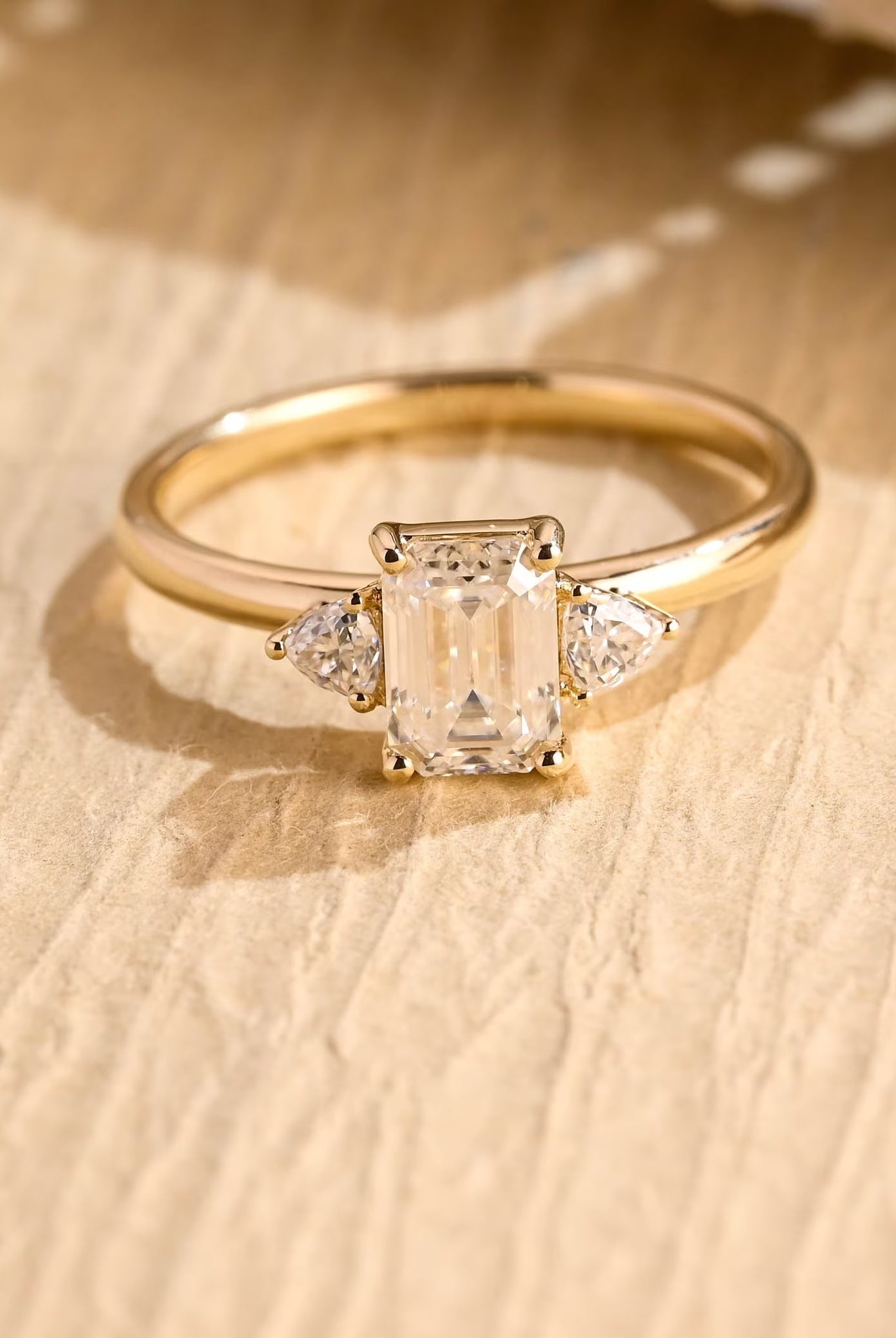 Three Stone Moissanite Engagement Ring