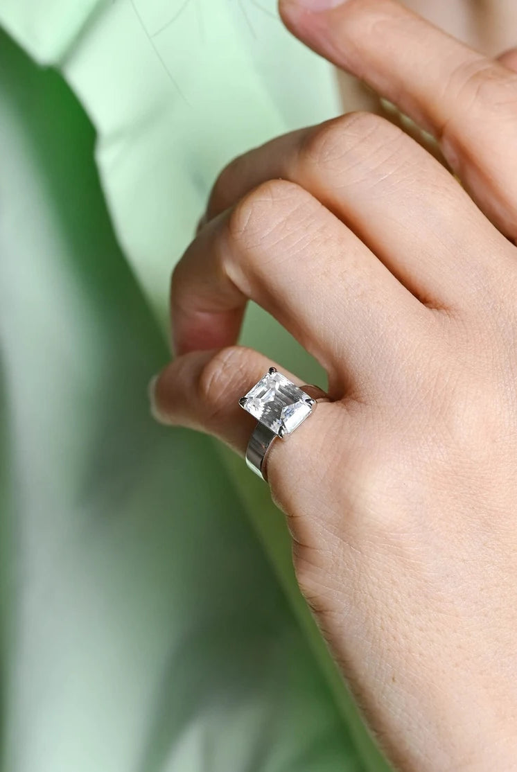 Wide Band Moissanite Ring