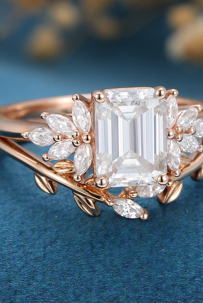 1-60-ct-emerald-shaped-moissanite-cluster-bridal-set-1
