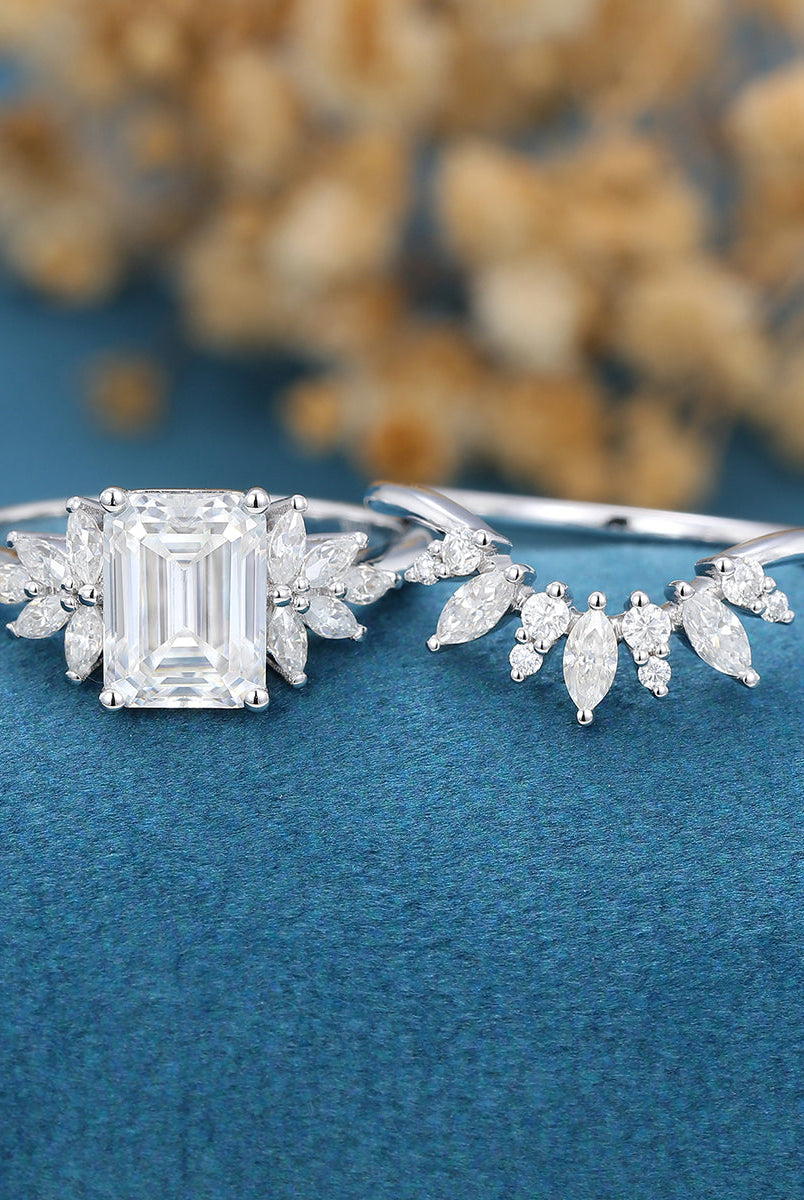 emerald-shaped-moissanite-cluster-bridal-set-8
