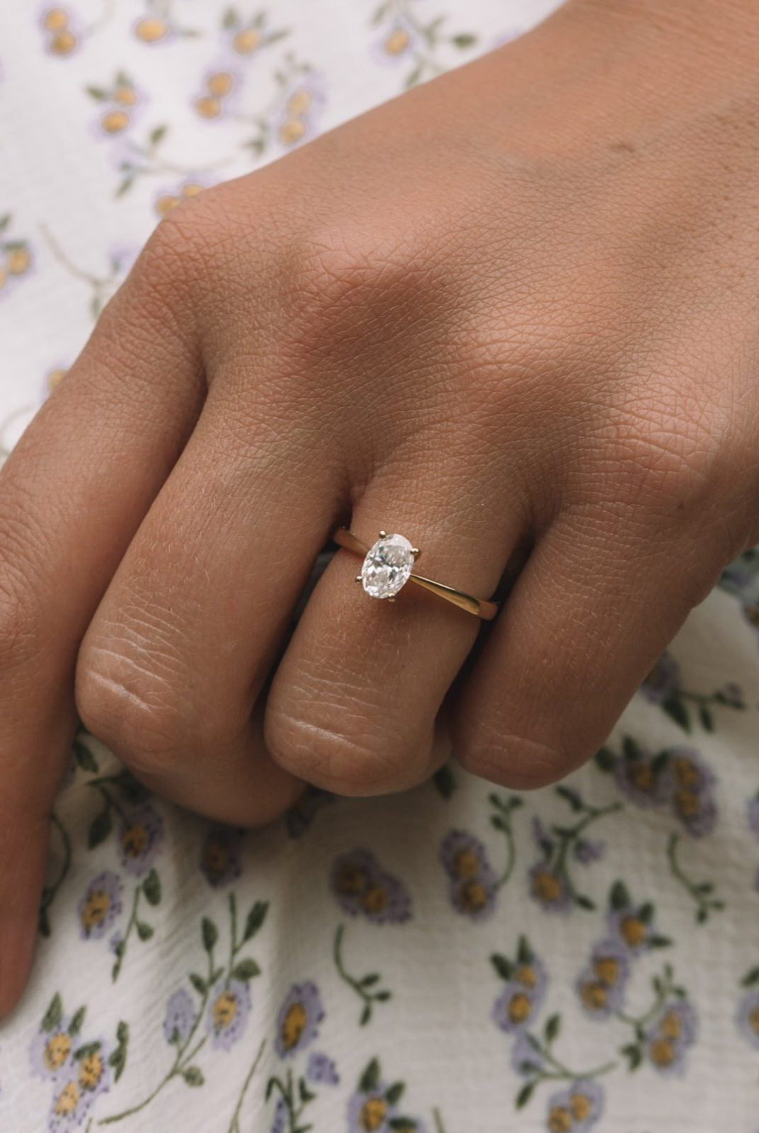 0.85ct Oval Solitaire Moissanite Diamond Four Prong Engagement Ring
