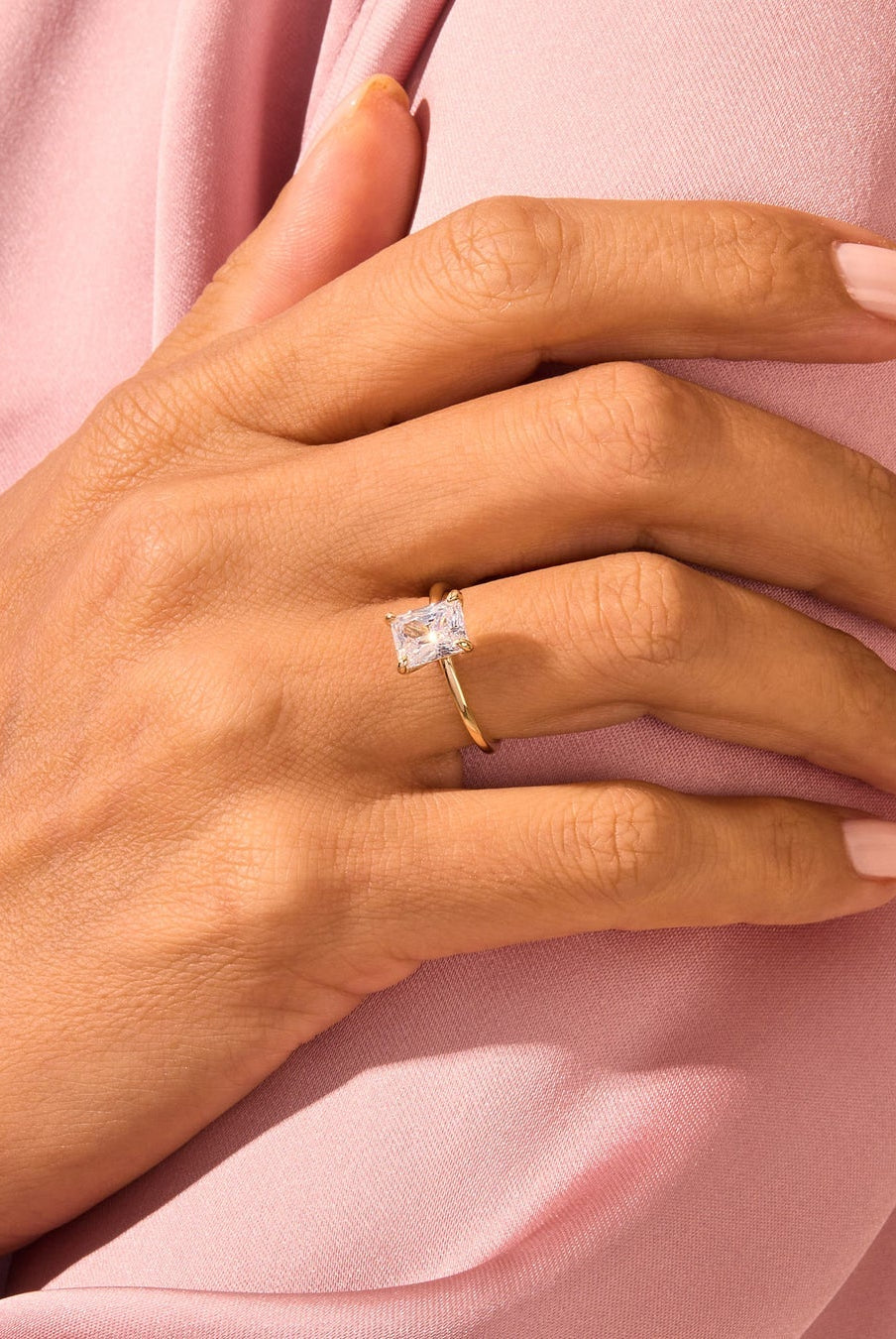 Radiant Cut Moissanite Solitaire Diamond Engagement Ring