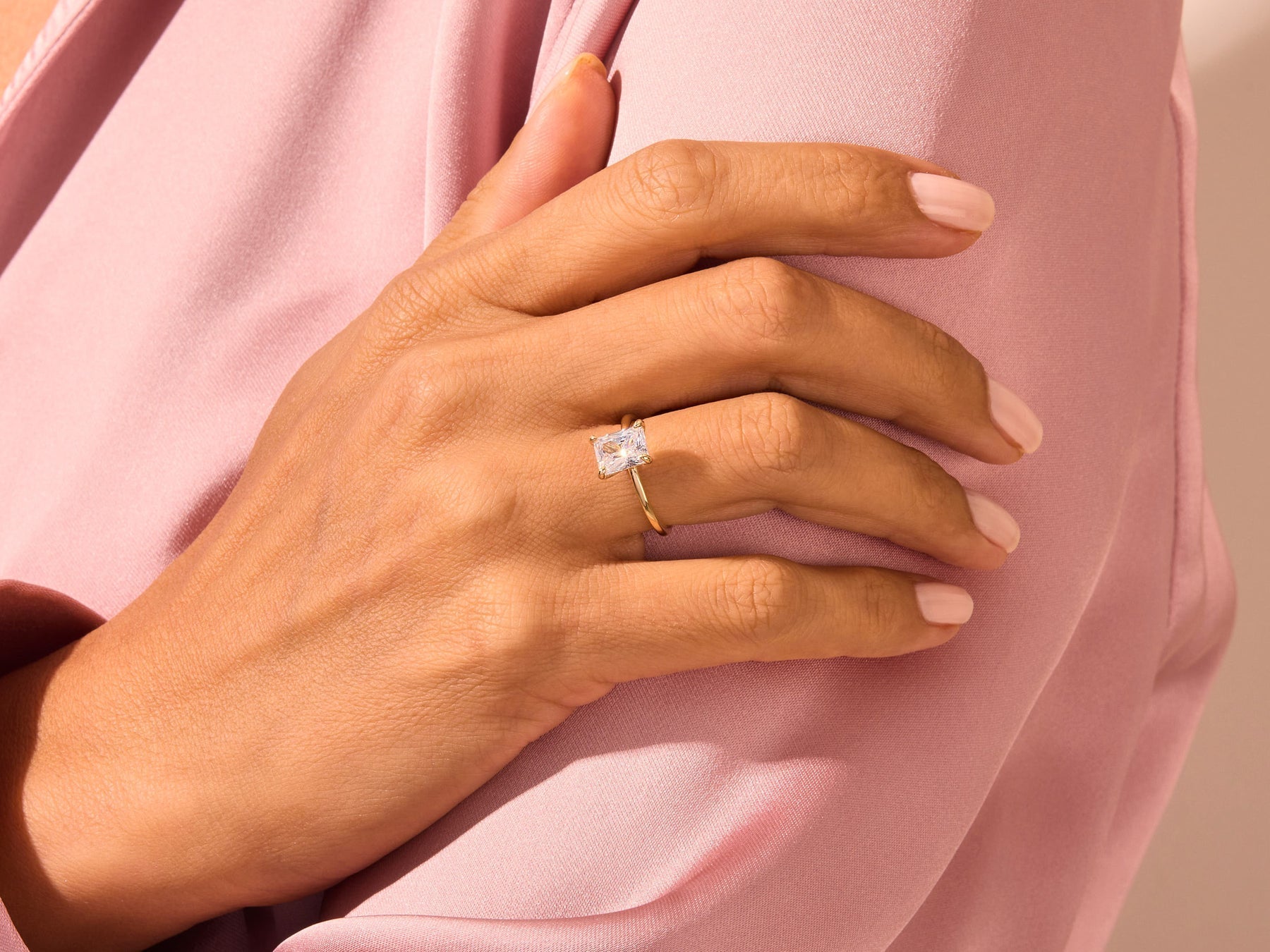 Radiant Cut Moissanite Solitaire Diamond Engagement Ring