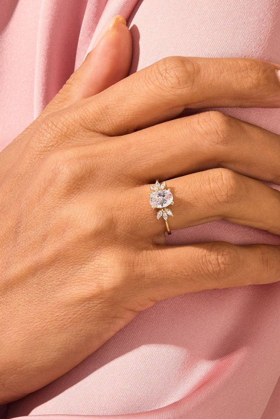 Oval Cut Diamond Cluster Moissanite Engagement Ring For Her