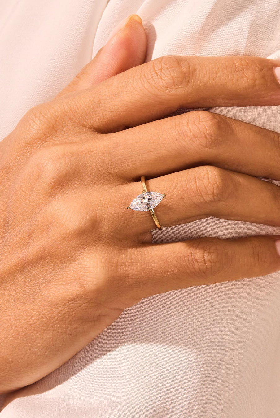 Marquise Cut Moissanite Solitaire Diamond Engagement Ring For Women