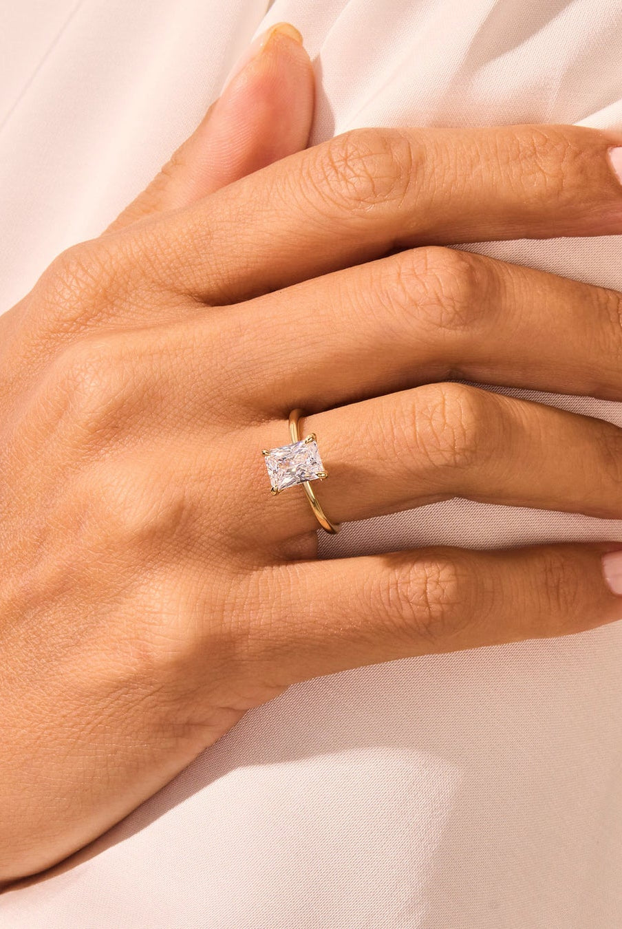 Radiant Cut Moissanite Solitaire Diamond Engagement Ring
