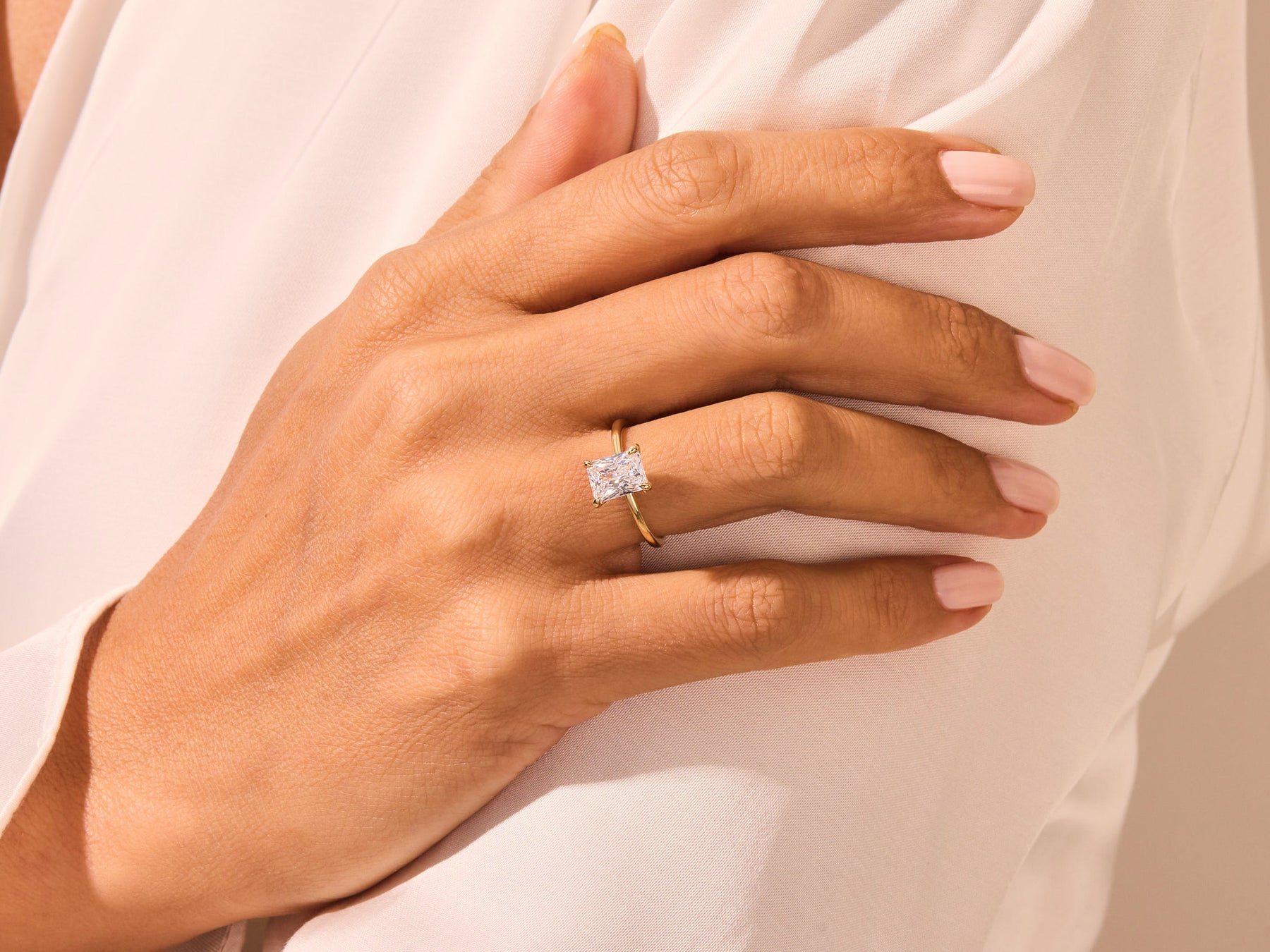 Radiant Cut Moissanite Solitaire Diamond Engagement Ring