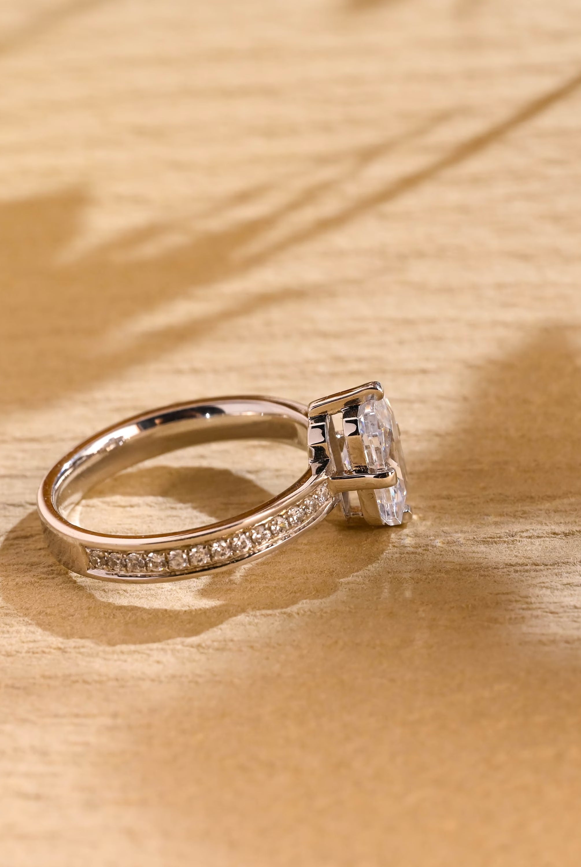 modern pavé engagement ring radiant cut moissanite