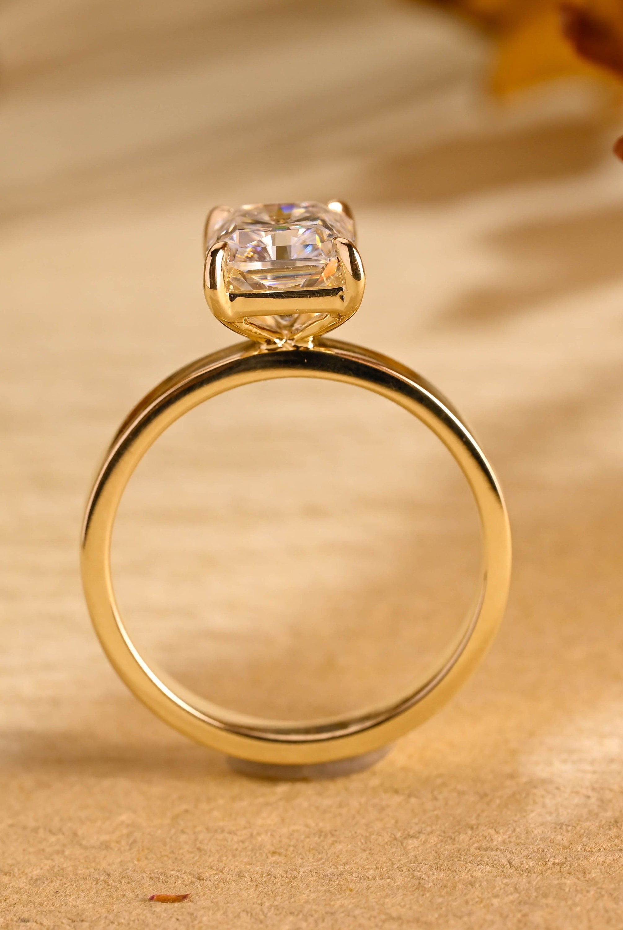 radiant cut moissanite ring 14k gold