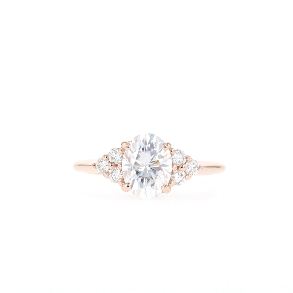 1.20CT Oval Cluster Moissanite Diamond Engagement Ring