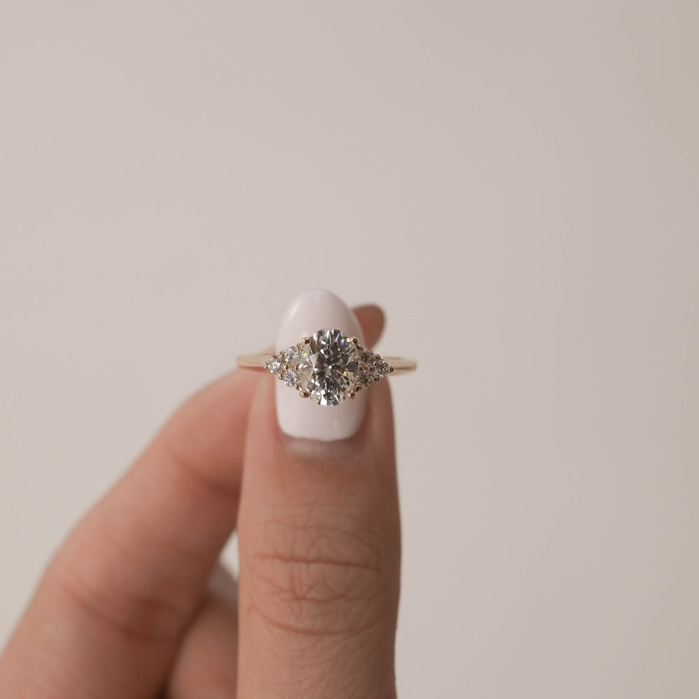 1.20CT Oval Cluster Moissanite Diamond Engagement Ring