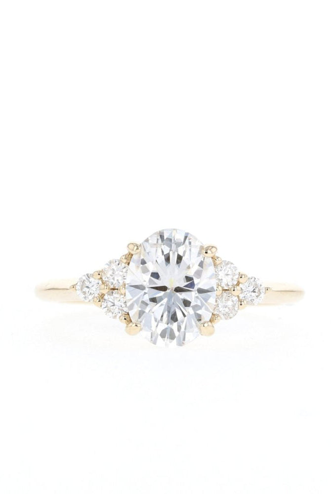 1.20CT Oval Cluster Moissanite Diamond Engagement Ring