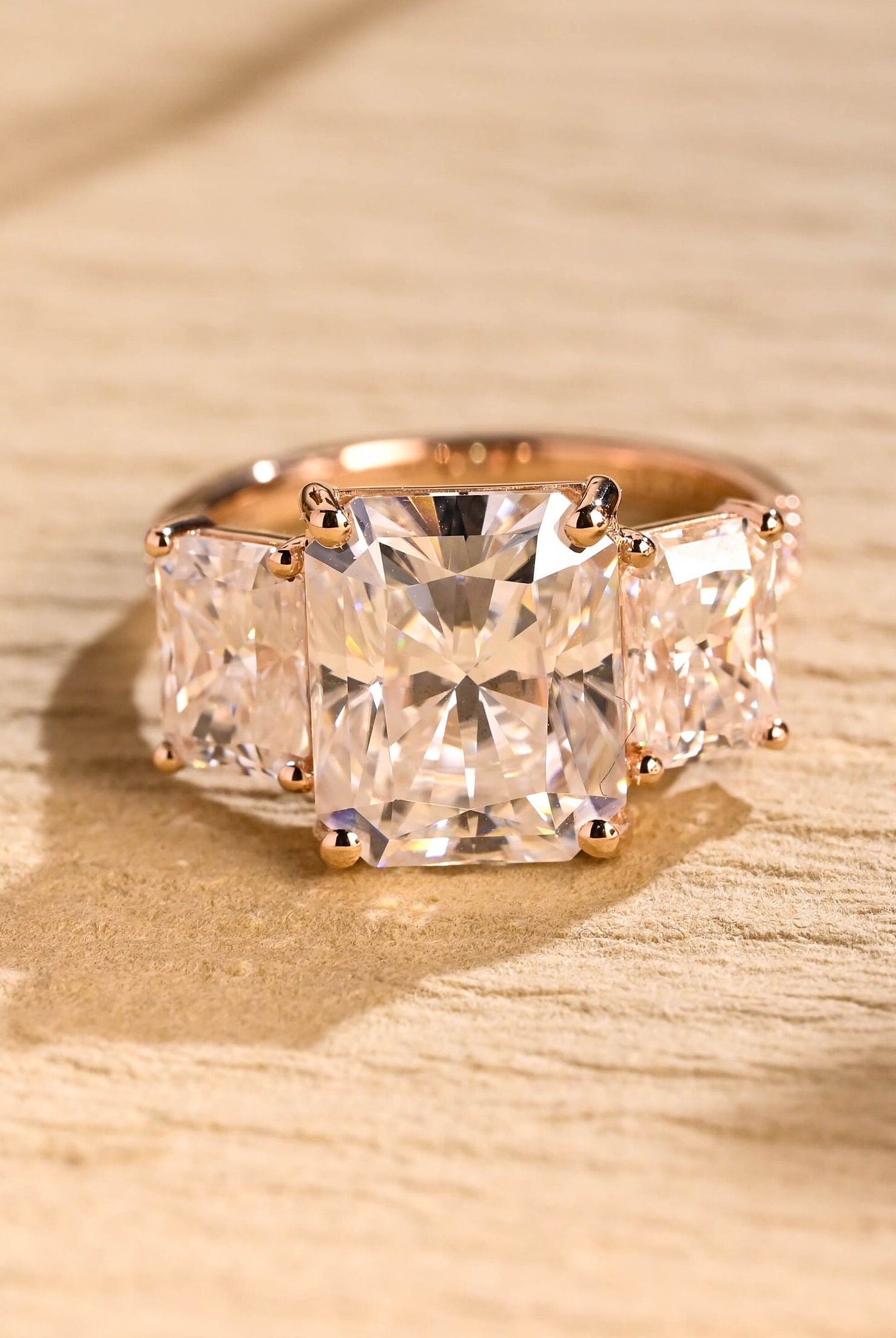 White Gold Radiant Moissanite Ring