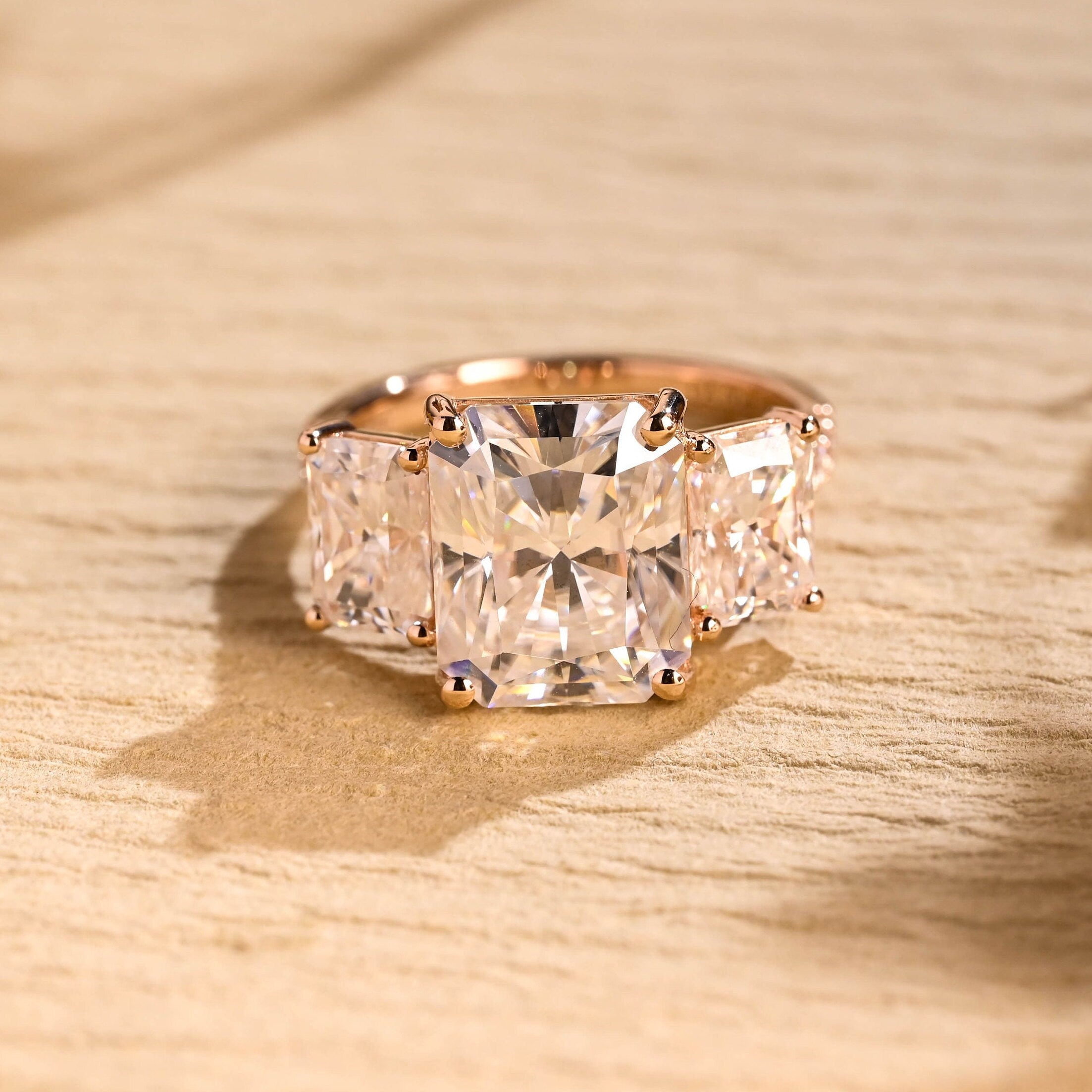 White Gold Radiant Moissanite Ring