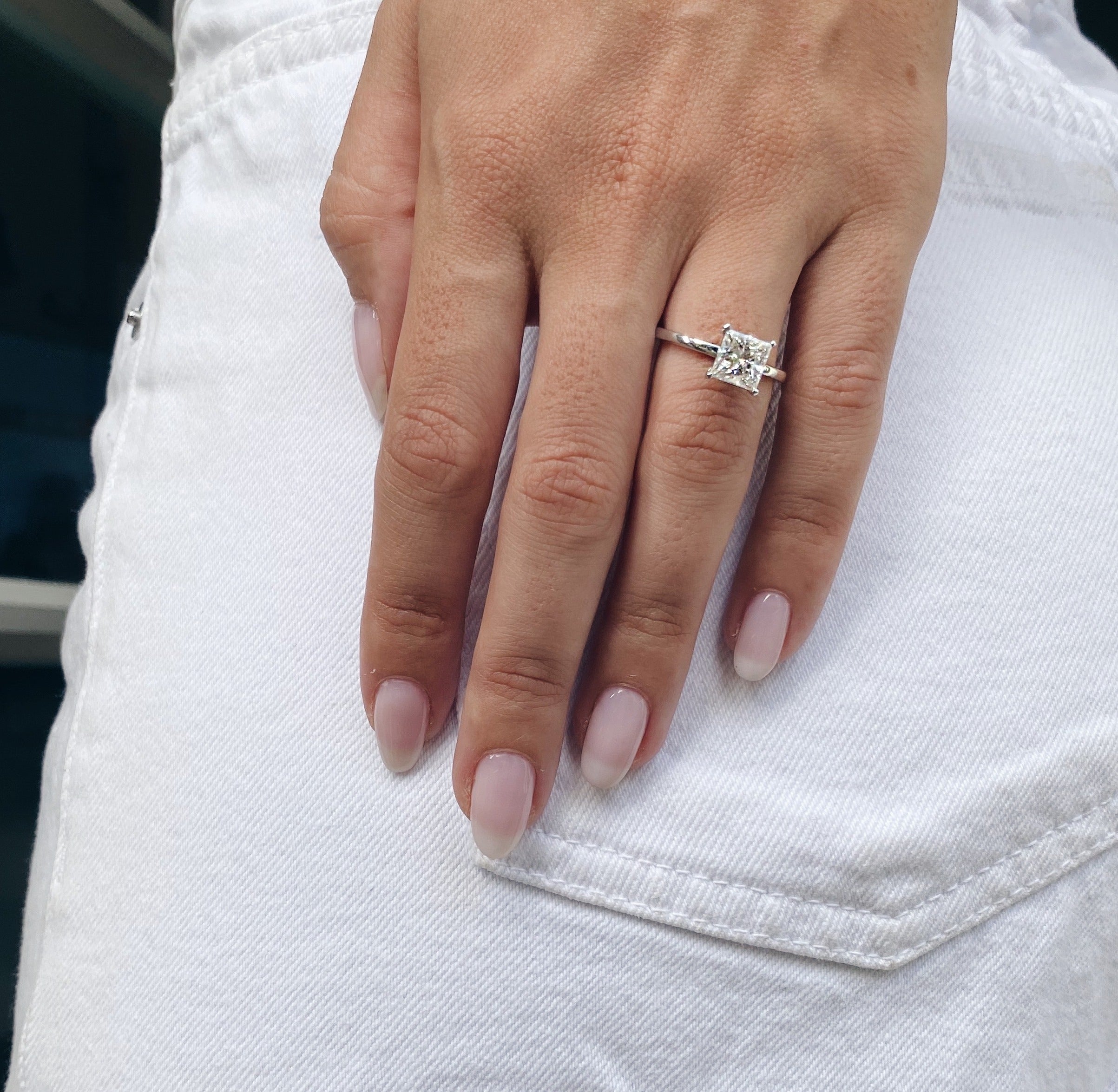 1.50CT Princess Cut Moissanite Solitaire Diamond Engagement Ring