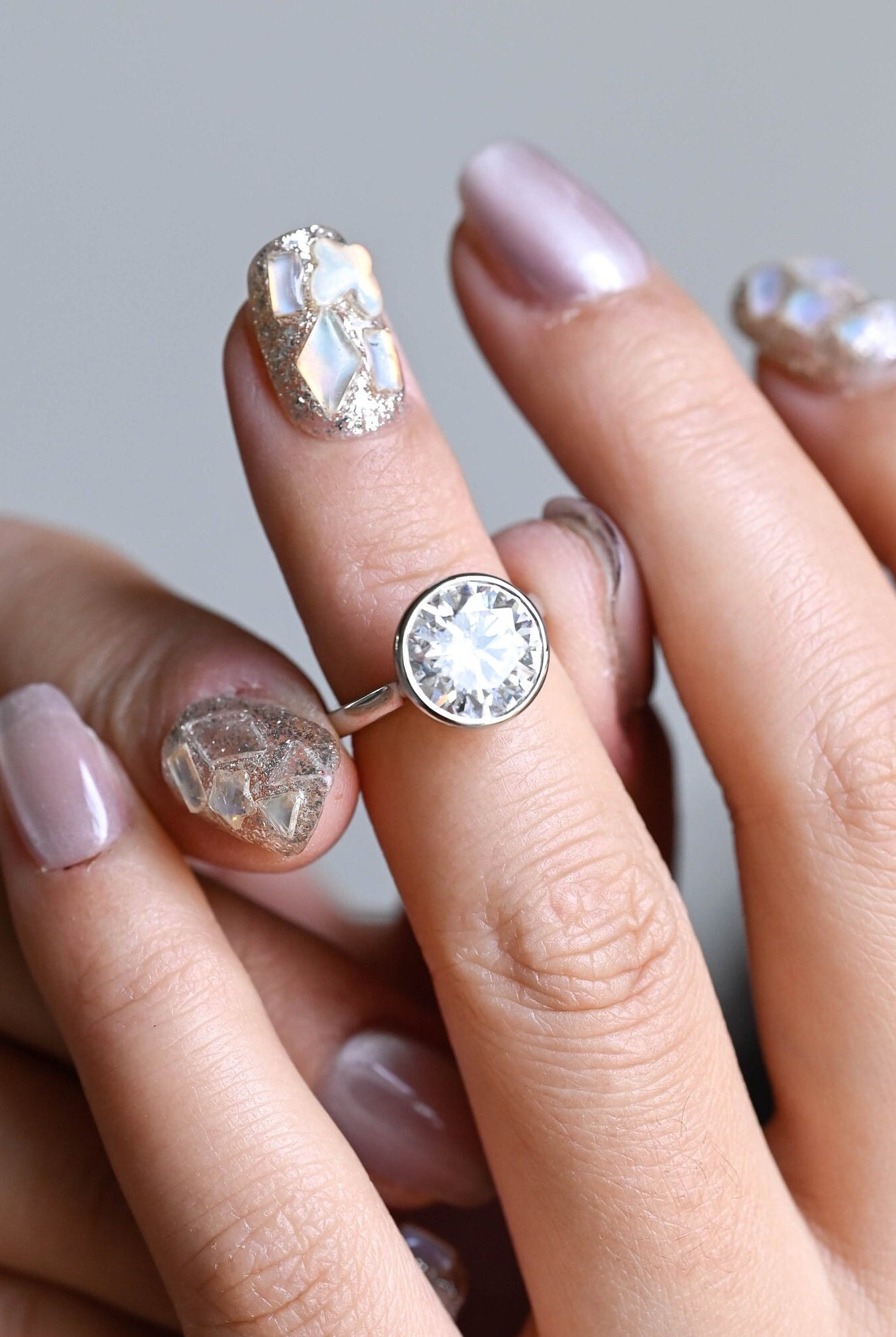 Custom Round Moissanite Engagement Ring