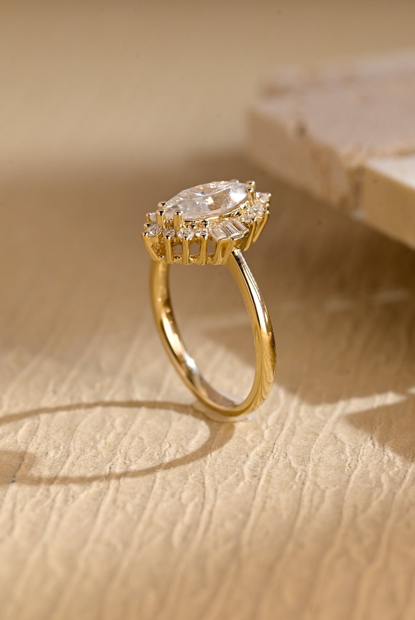 Handcrafted Marquise Bridal Ring with Timeless Appeal