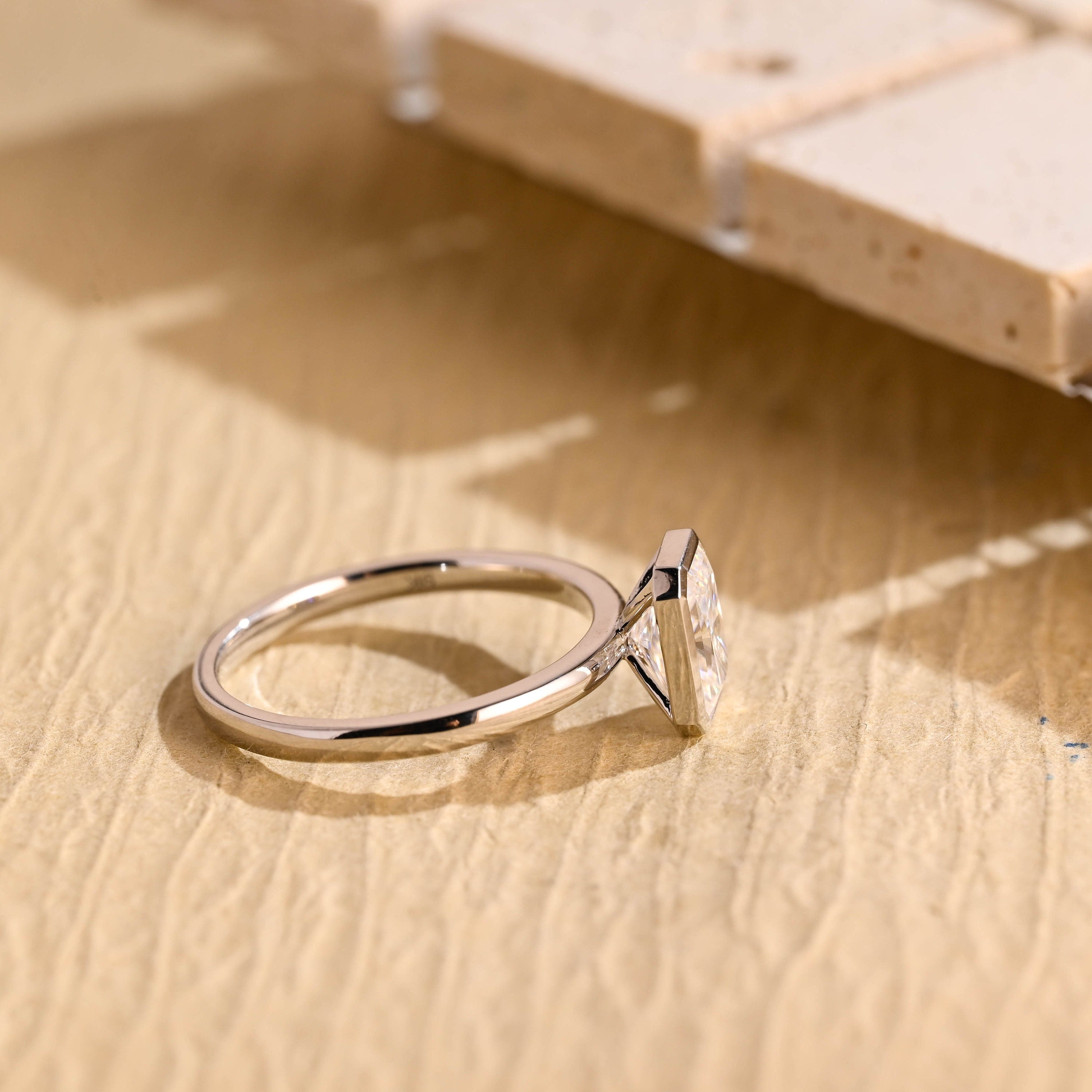 White Gold Radiant Moissanite Ring