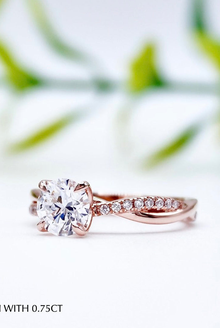 Round Cut Diamond Infinity Moissanite Engagement Ring For Her
