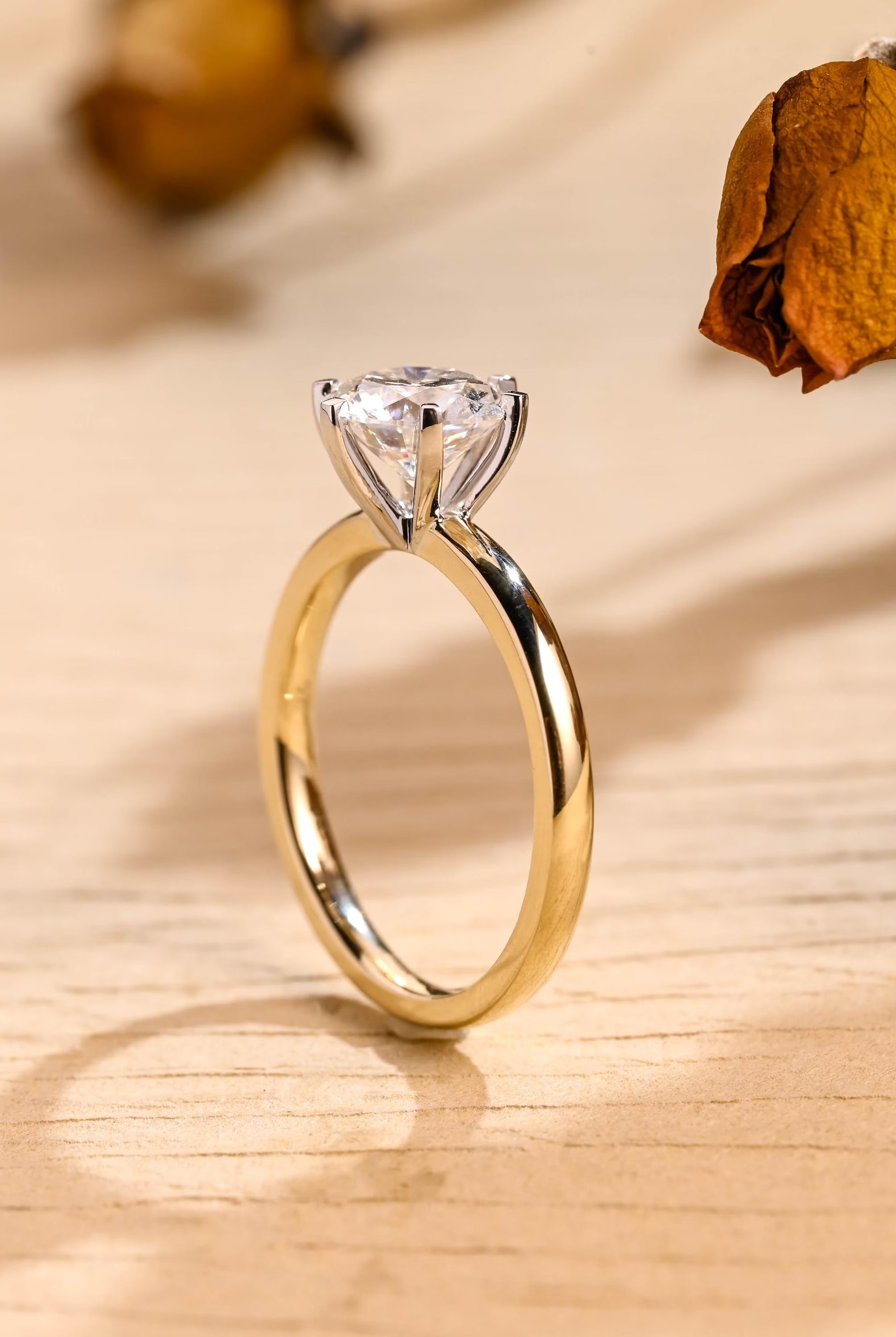 White Gold Solitaire Moissanite Ring