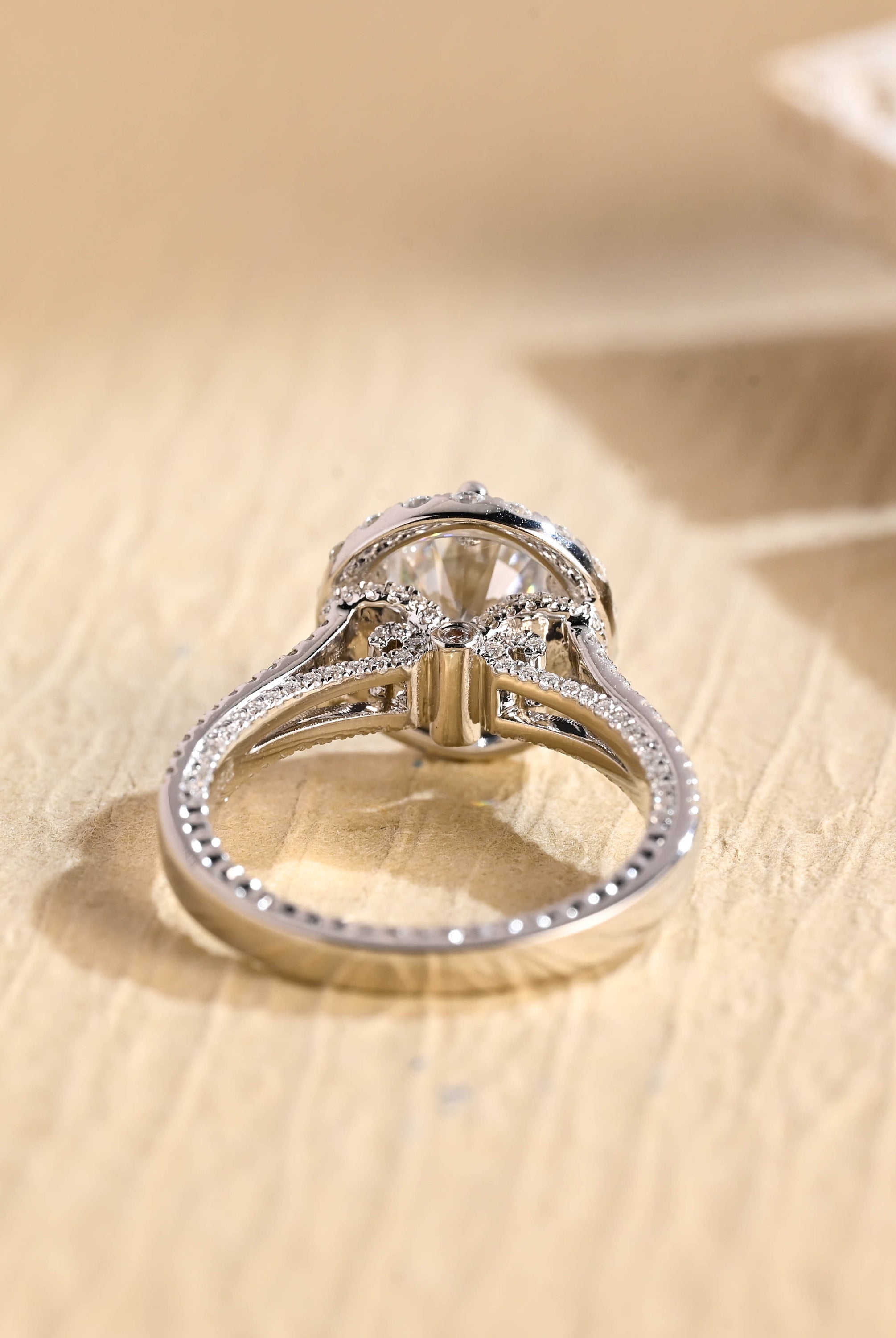 Shop Split Shank Halo Moissanite Engagement Rings USA