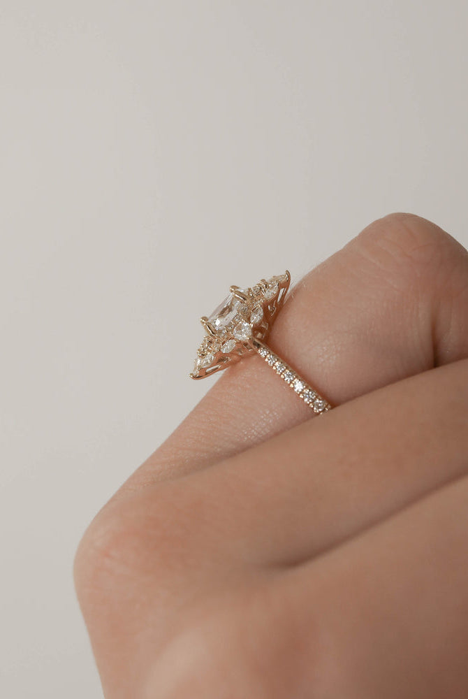 1.20CT Oval Cluster Moissanite Diamond Pave Engagement Ring For Women
