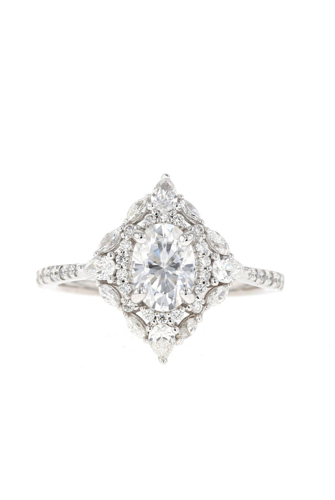 1.20CT Oval Cluster Moissanite Diamond Pave Engagement Ring For Women