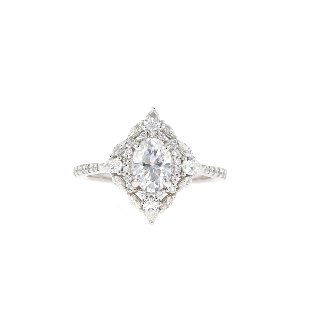 1.20CT Oval Cluster Moissanite Diamond Pave Engagement Ring For Women