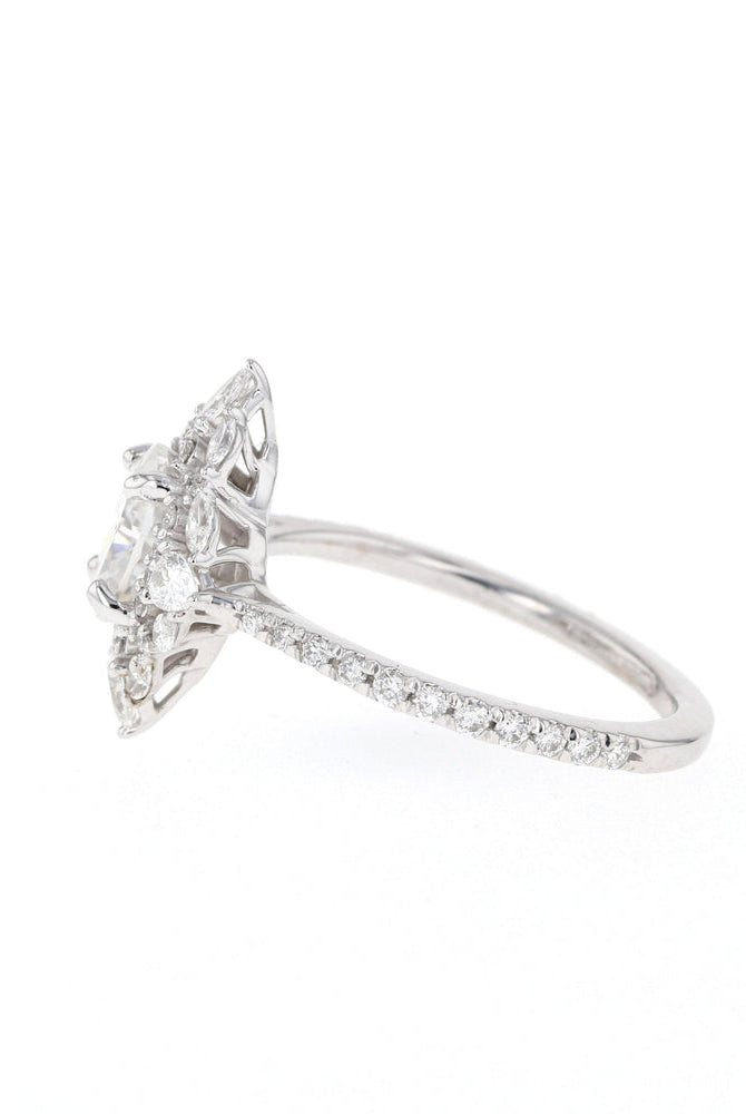 1.20CT Oval Cluster Moissanite Diamond Pave Engagement Ring For Women