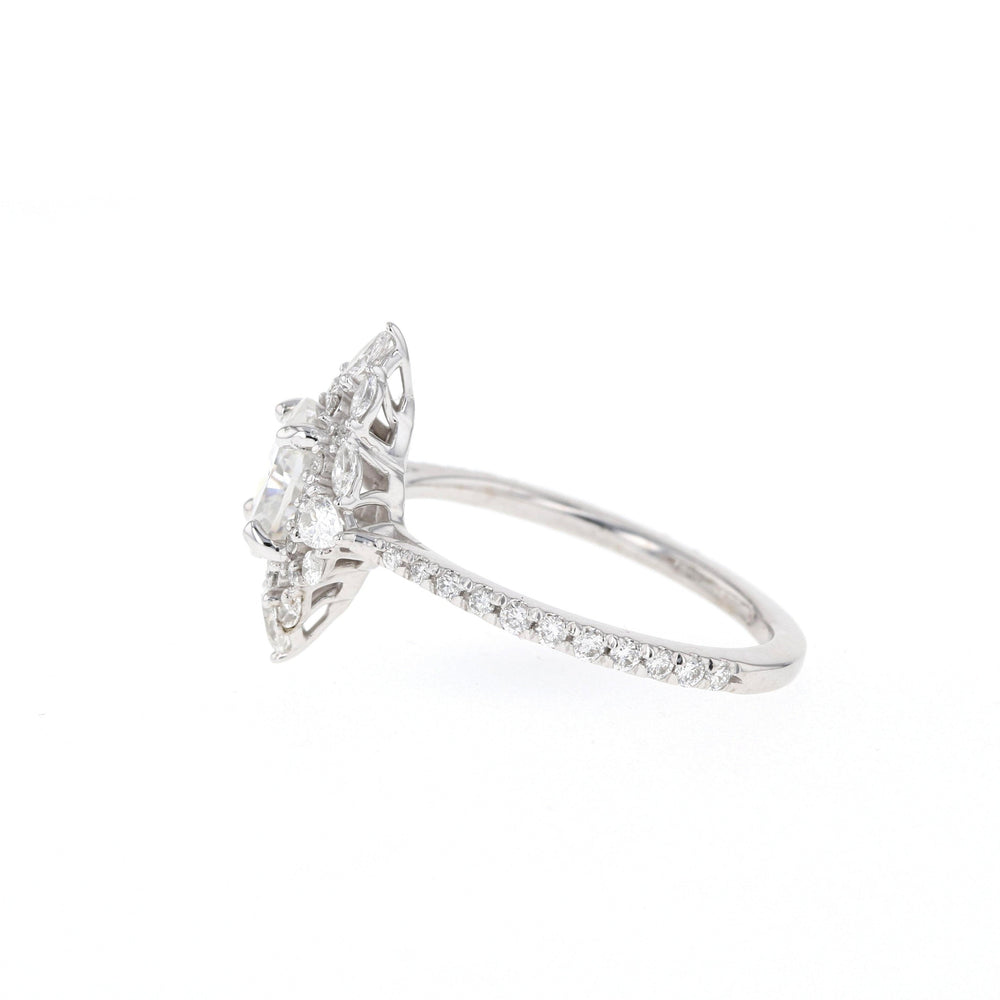 1.20CT Oval Cluster Moissanite Diamond Pave Engagement Ring For Women