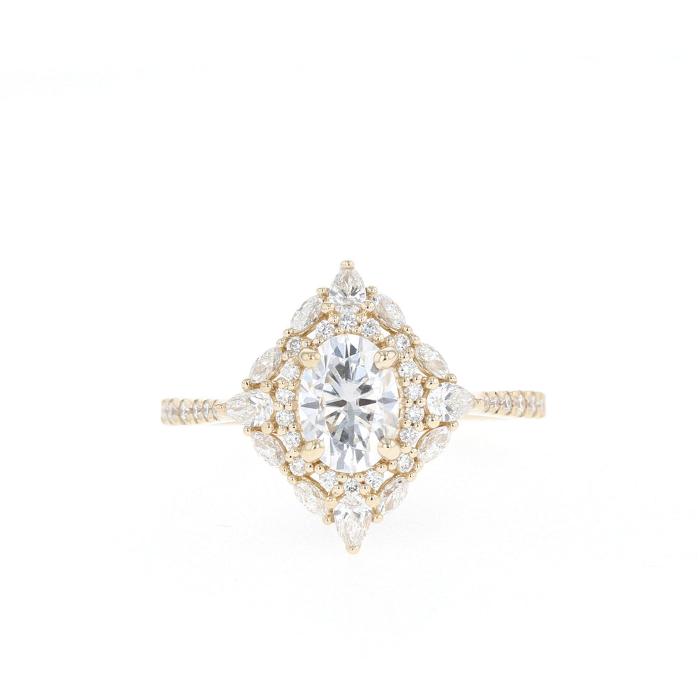1.20CT Oval Cluster Moissanite Diamond Pave Engagement Ring For Women