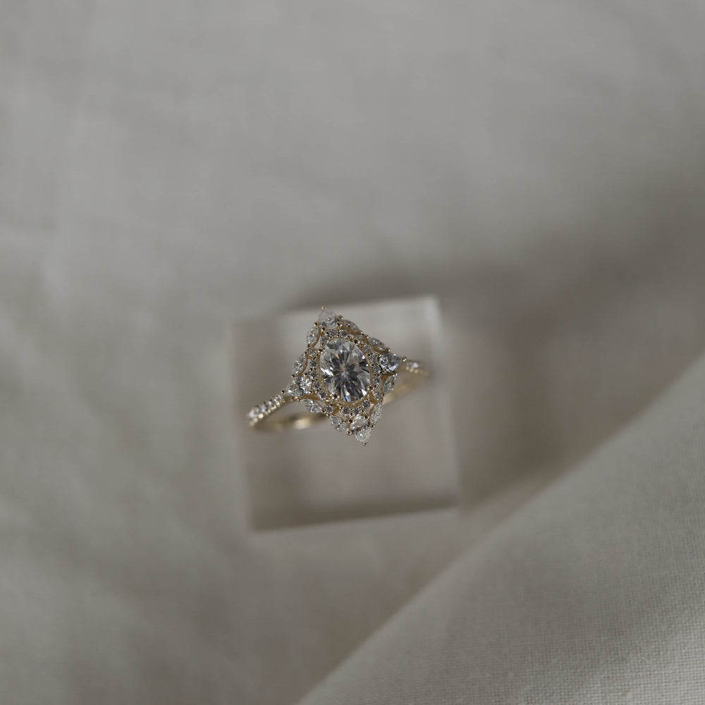 1.20CT Oval Cluster Moissanite Diamond Pave Engagement Ring For Women