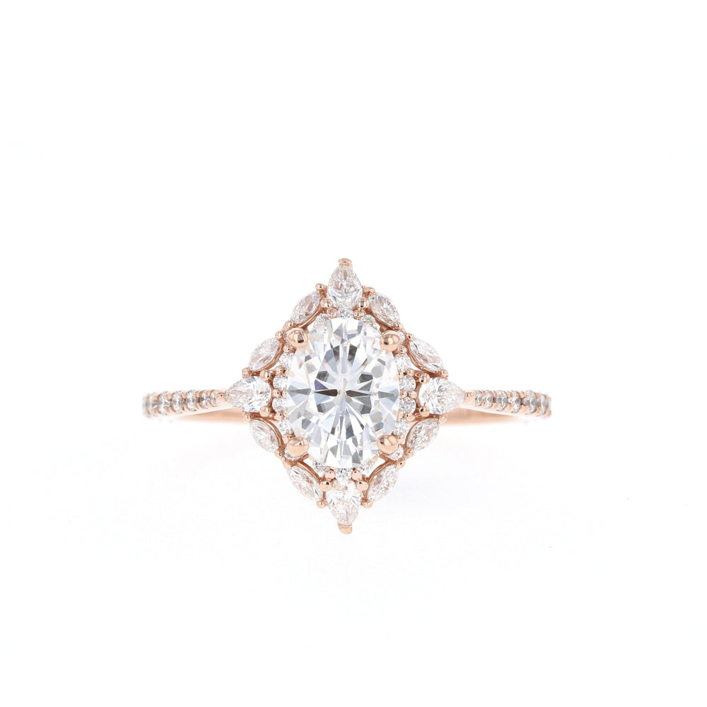 1.20CT Oval Cluster Moissanite Diamond Pave Engagement Ring For Women