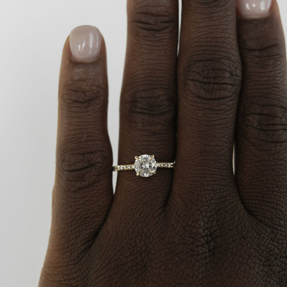 1.50CT Round Pave Moissanite Diamond Engagement Ring