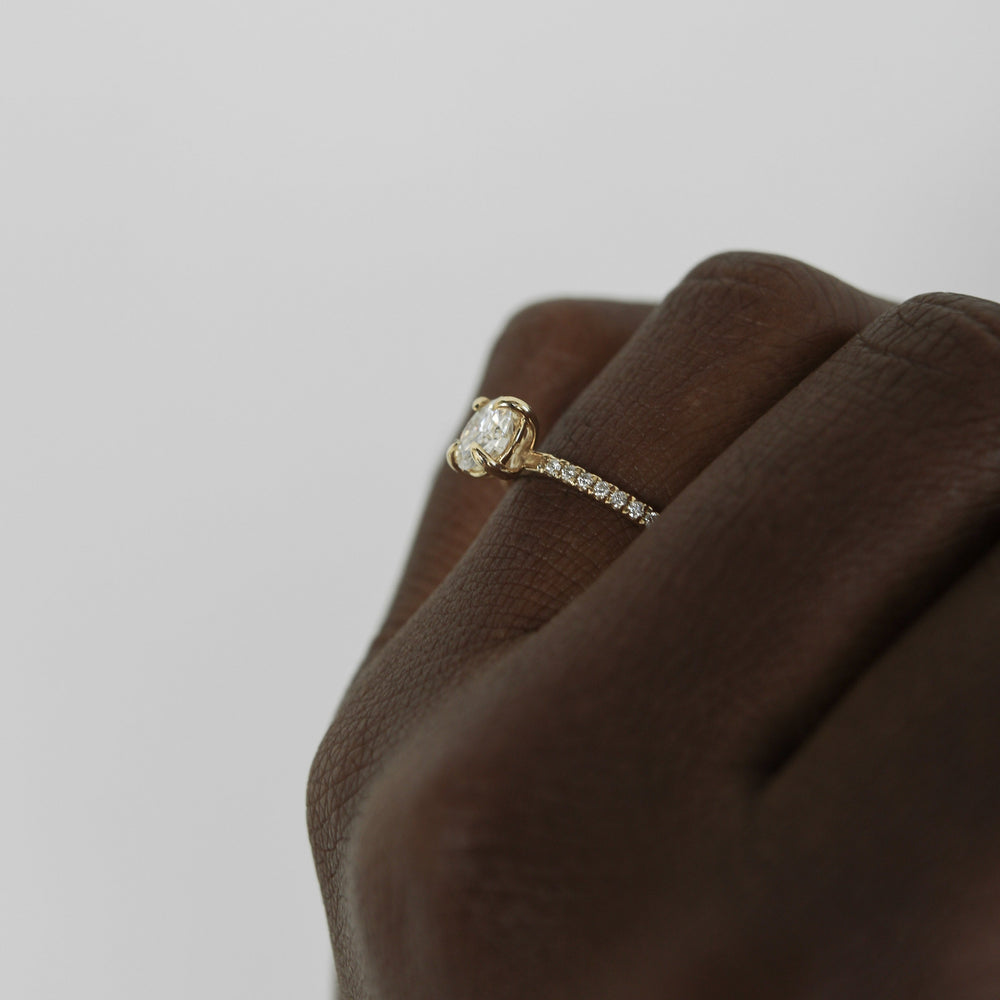1.50CT Round Pave Moissanite Diamond Engagement Ring