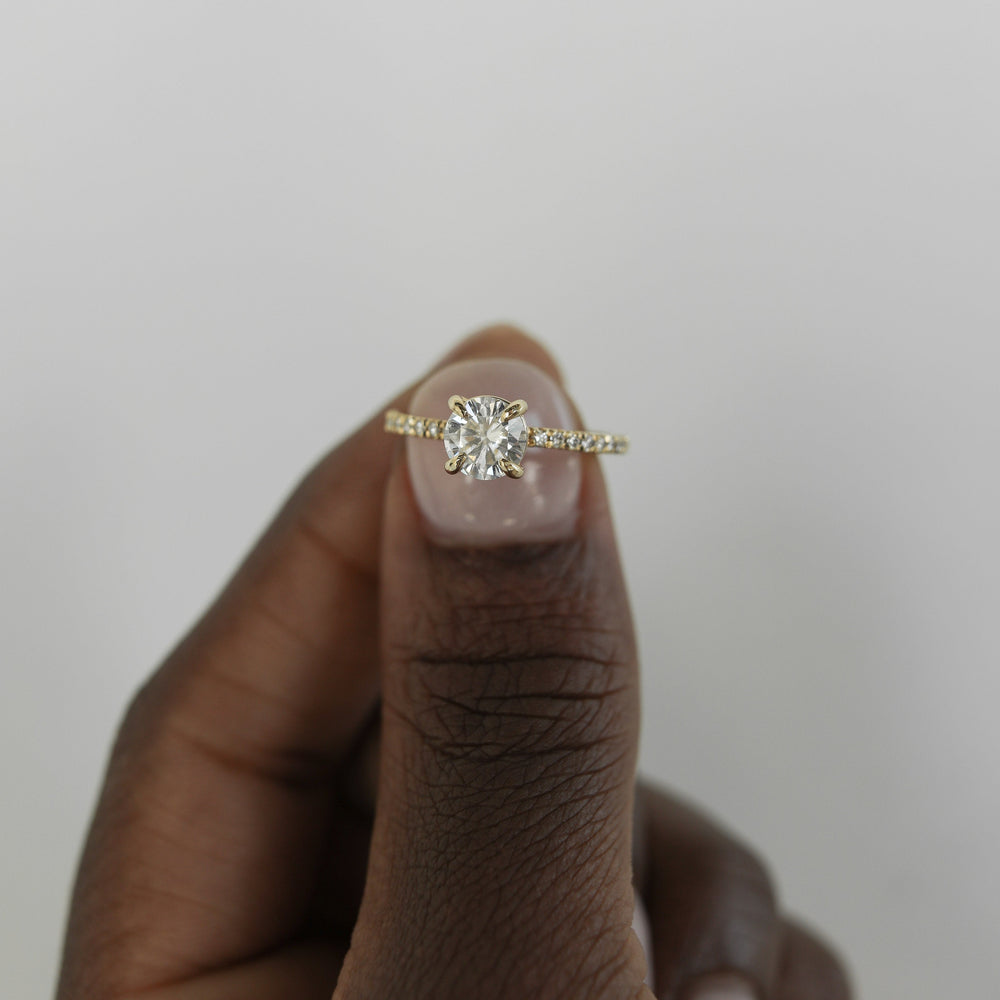 1.50CT Round Pave Moissanite Diamond Engagement Ring