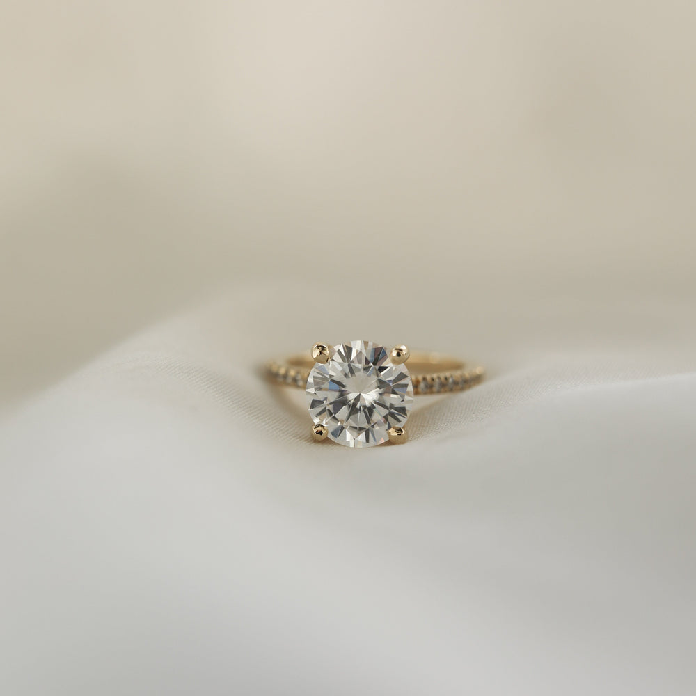 1.50CT Round Pave Moissanite Diamond Engagement Ring