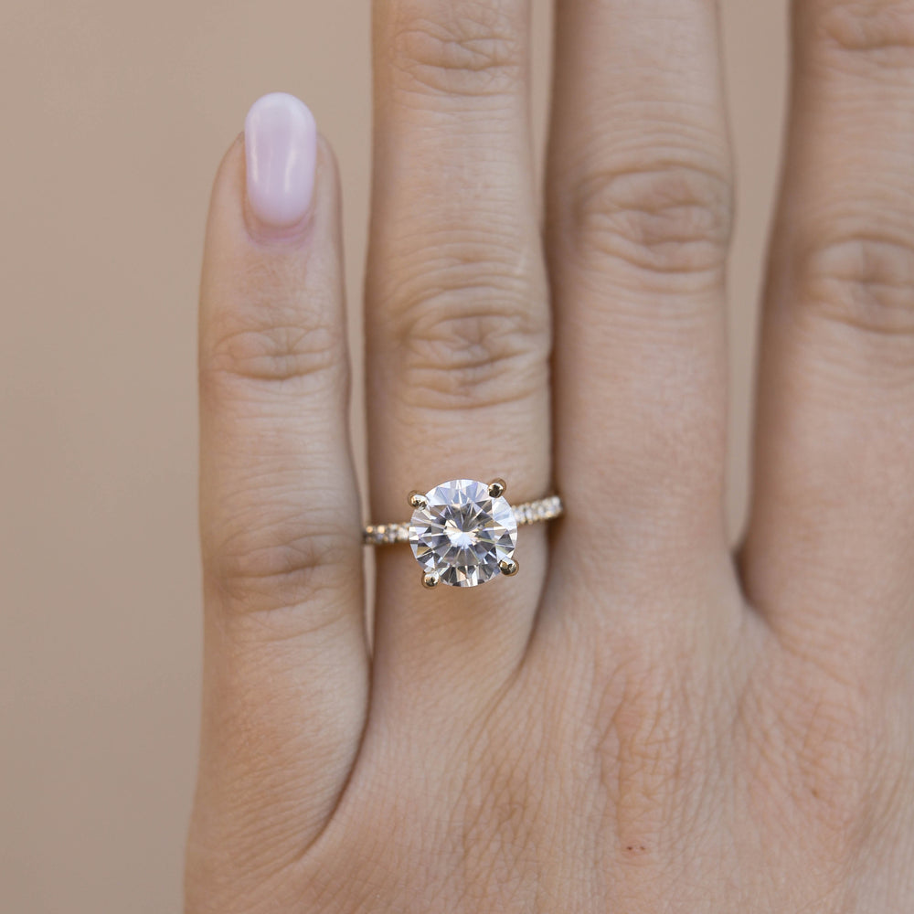 1.50CT Round Pave Moissanite Diamond Engagement Ring