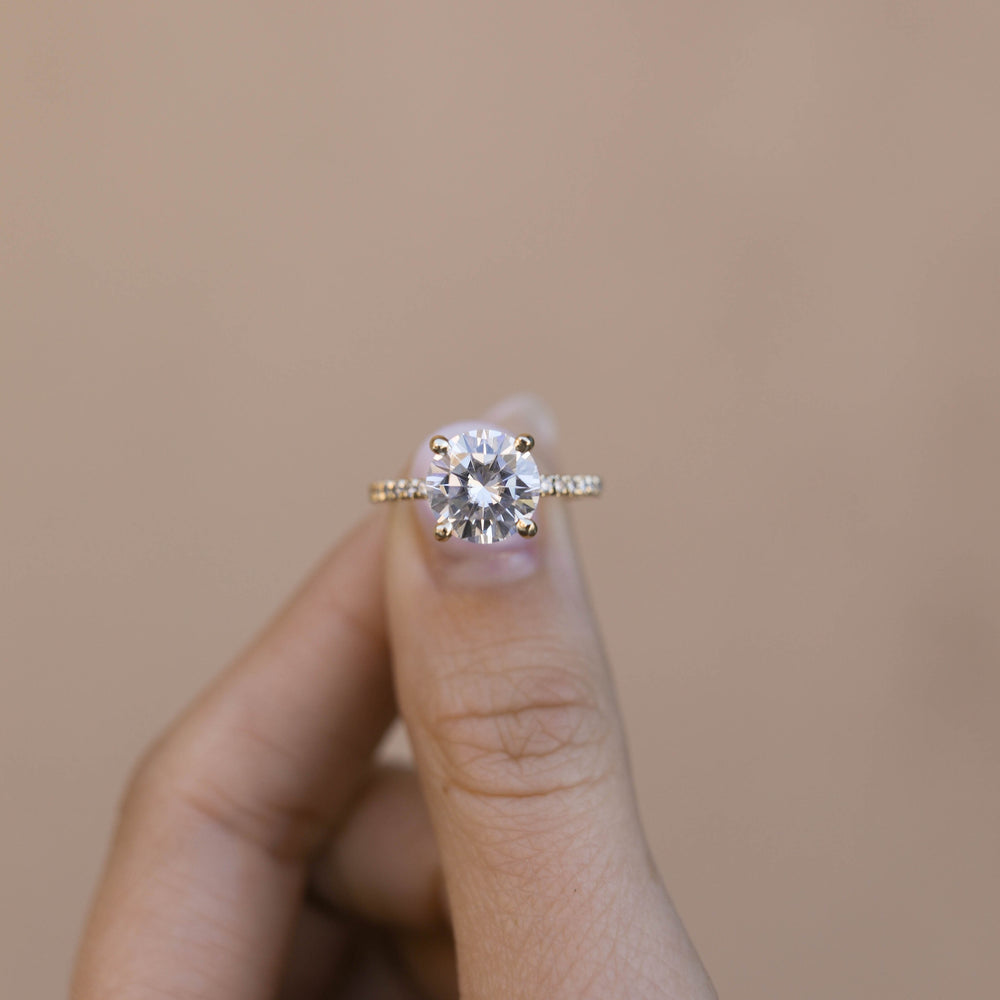 1.50CT Round Pave Moissanite Diamond Engagement Ring