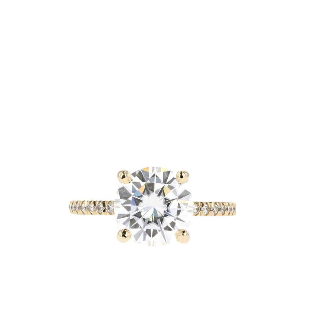 1.50CT Round Pave Moissanite Diamond Engagement Ring