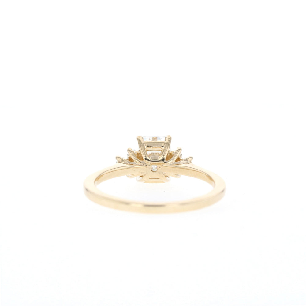 1.10ct Elongated Emerald Cut Cluster Moissanite Diamond Engagement Ring