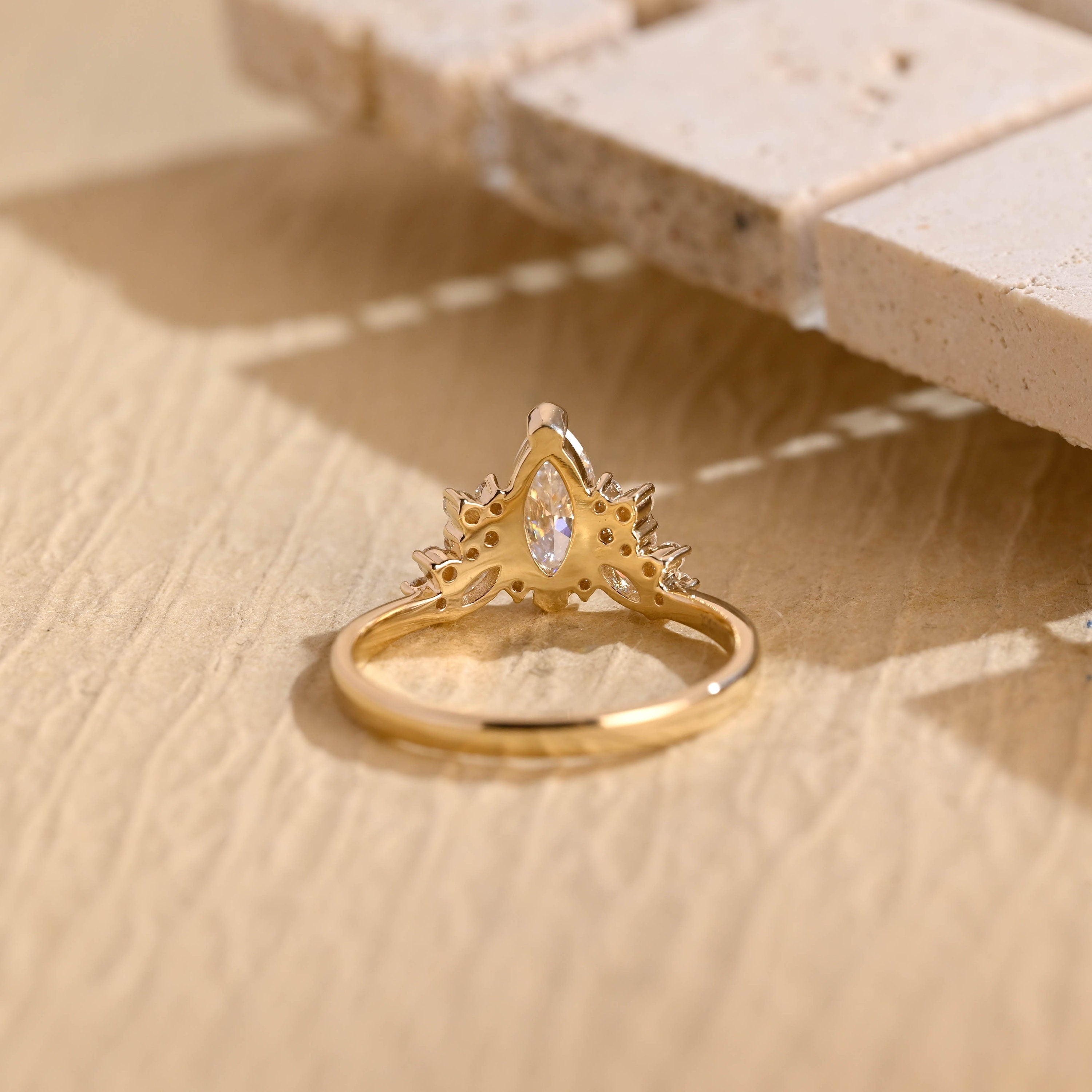 White Gold Marquise Moissanite Ring