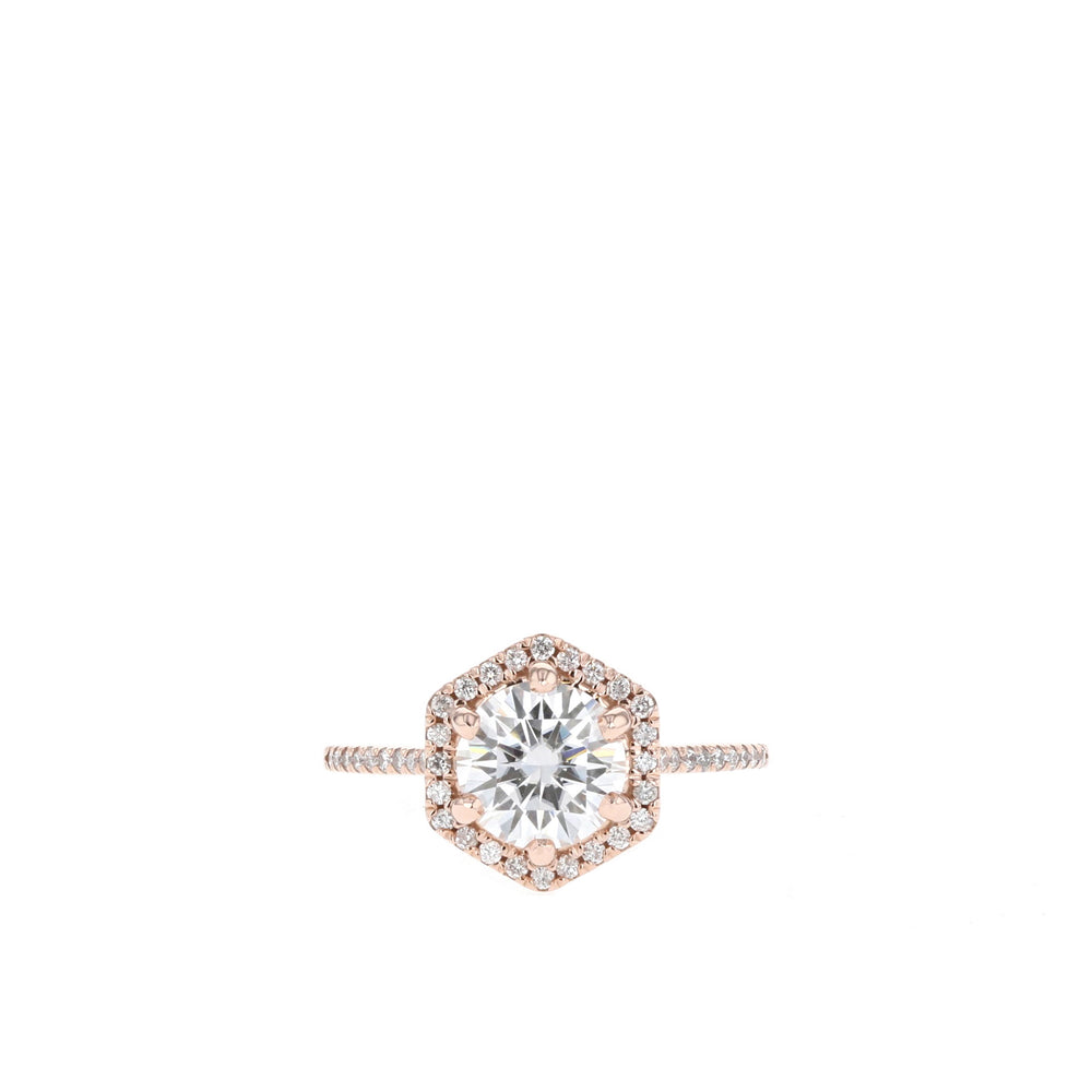 1.30CT Round Halo Moissanite Diamond Engagement Ring