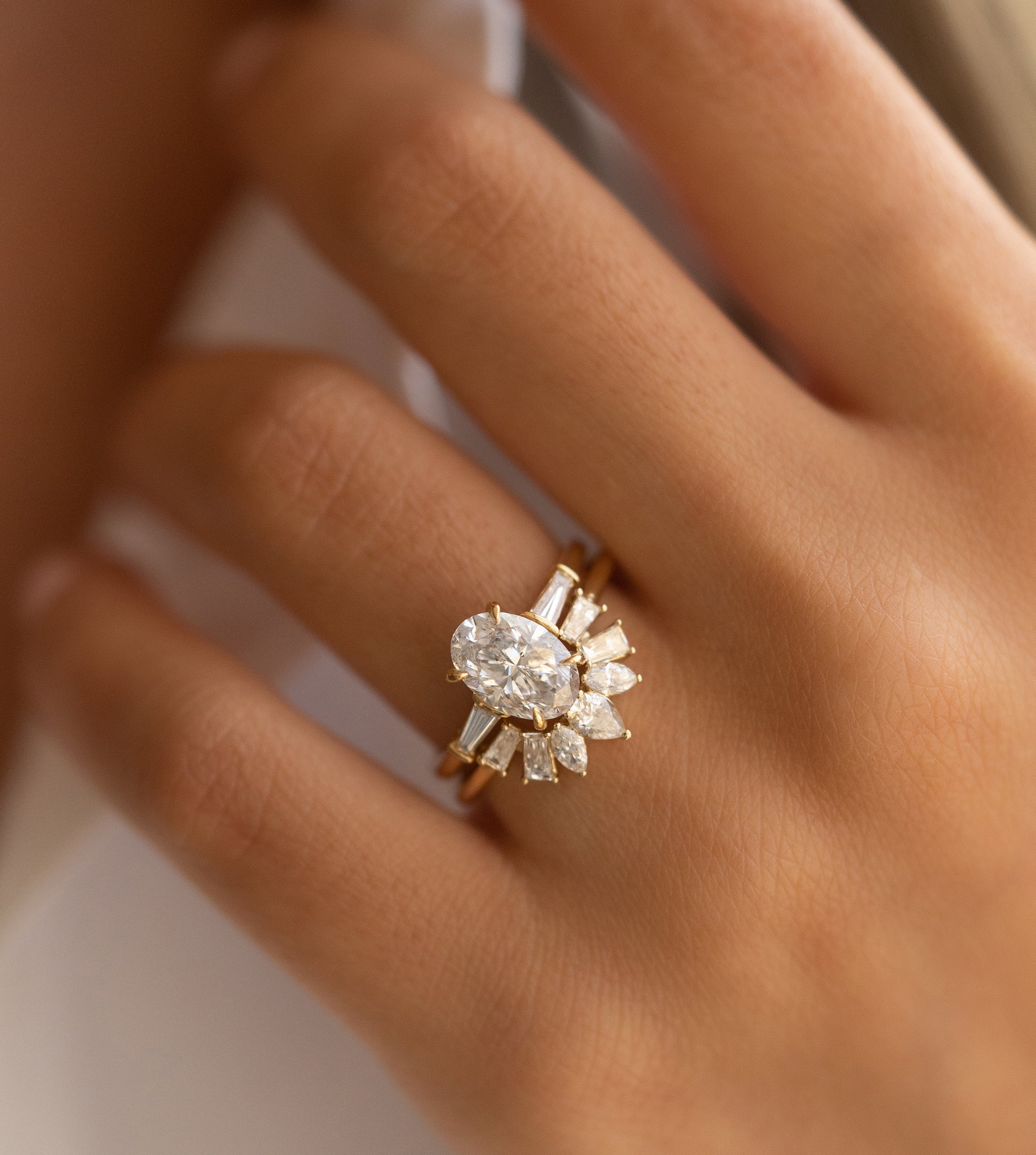 1.61CT Oval Three Stone Moissanite Diamond Solitaire Engagement Ring