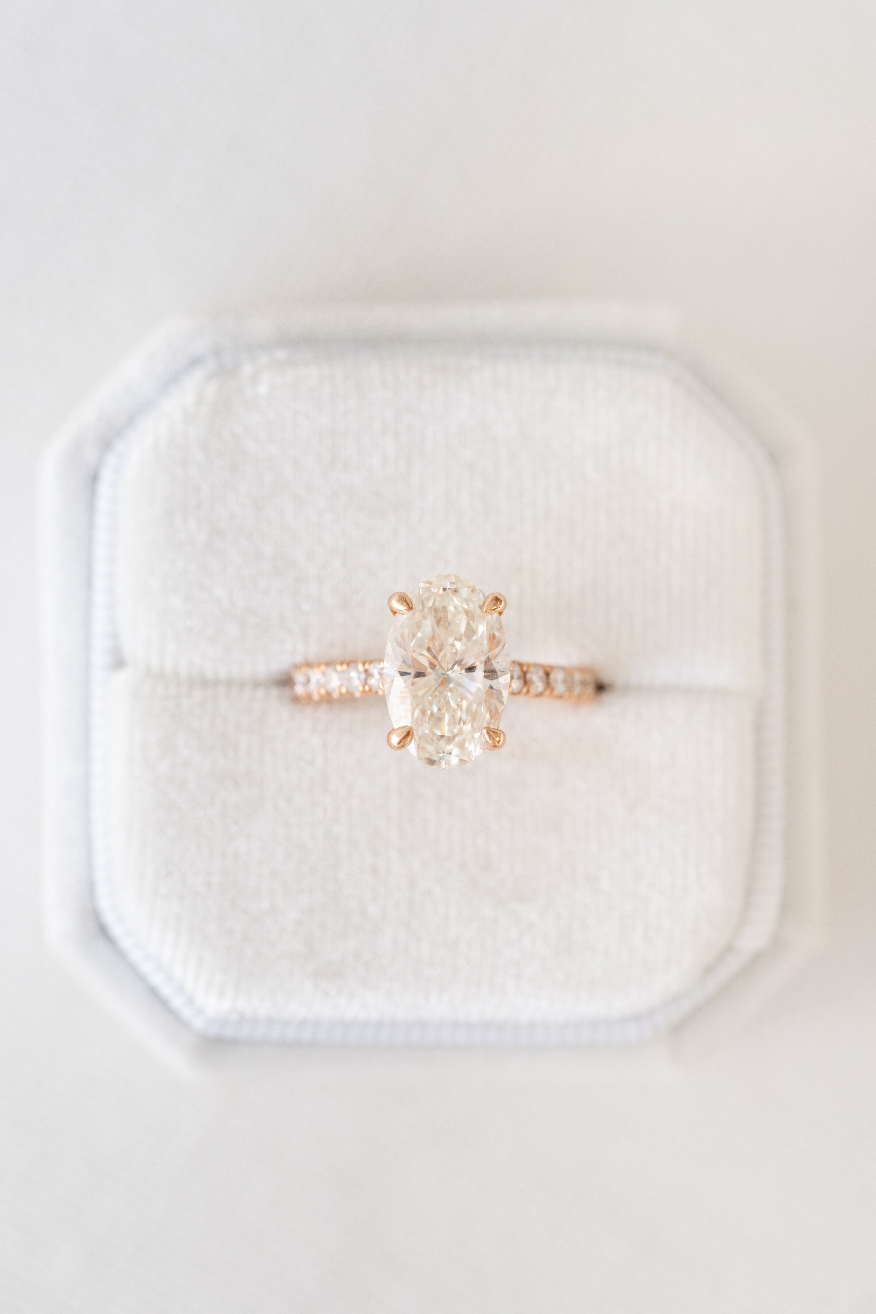 3.02ct Oval Cut Moissanite Diamond Hidden Halo Engagement Ring