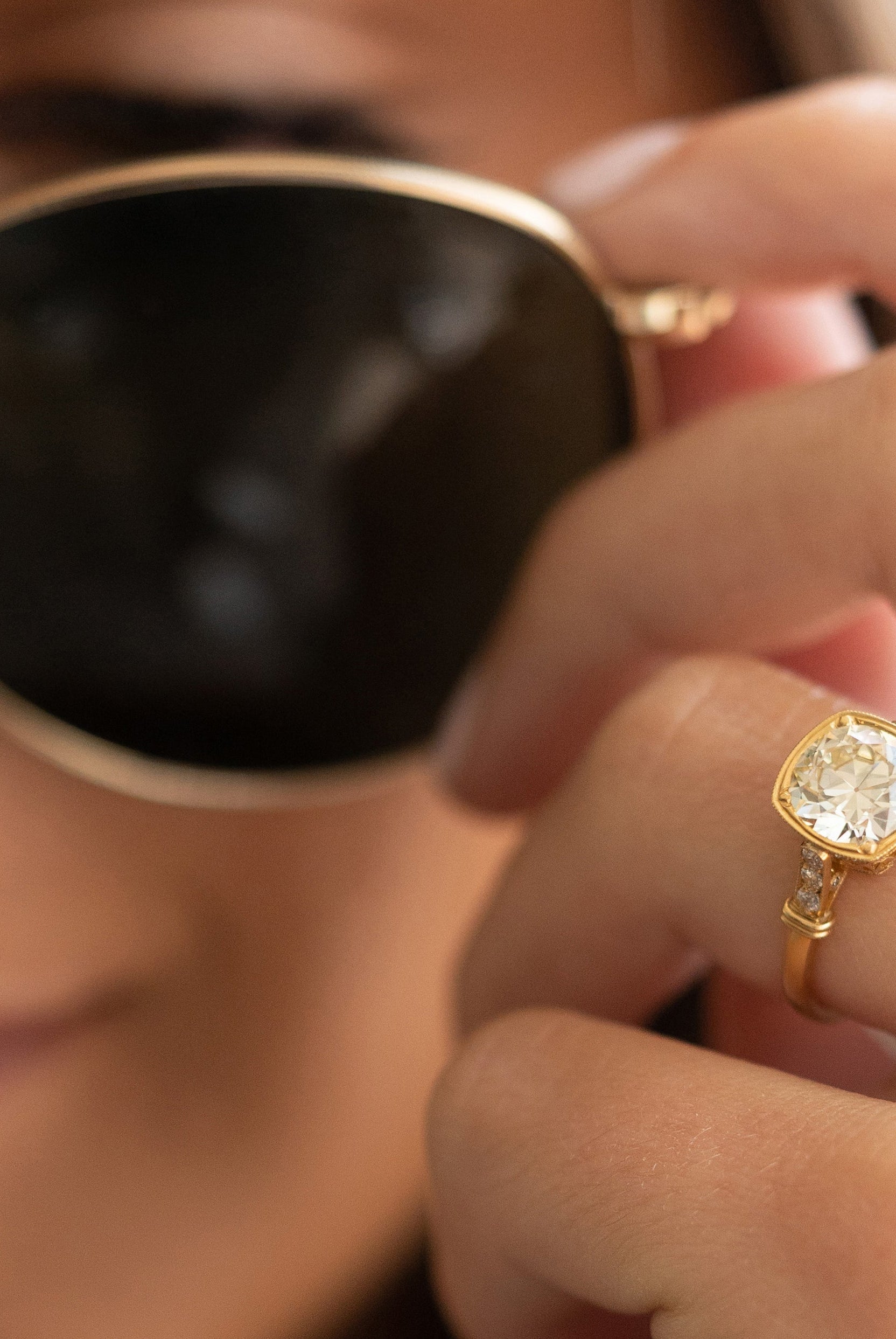 1.89ct Cathedral Set Cushion Moissanite Diamond Hidden Halo Vintage Engagement Ring
